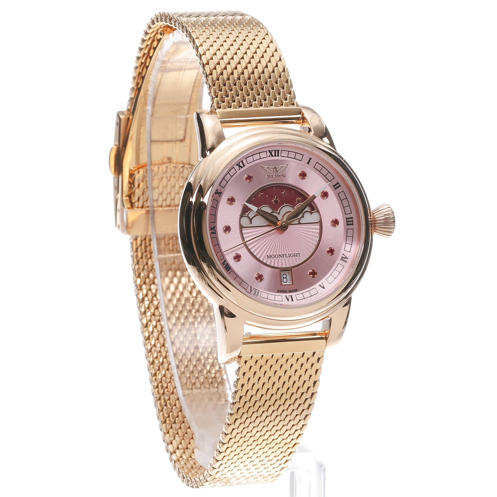 Aviator V13324185 Douglas Moonflight Gemstone Edition Pink Red Ruby zegarek klasyczny Douglas Moonflight - miniatura 3