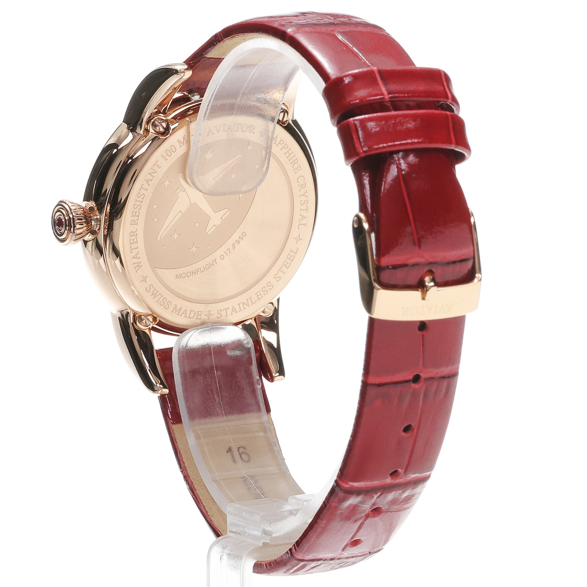 Aviator V13324204 Douglas Moonflight Gemstone Edition Silver Red Ruby zegarek klasyczny Douglas Moonflight - miniatura 4