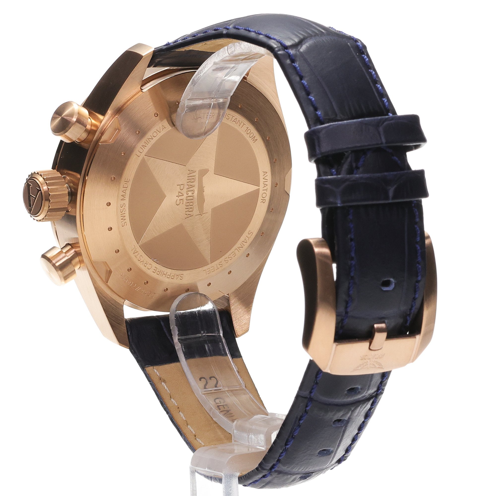 Aviator V22521704 zegarek różowe złoto klasyczny Airacobra pasek