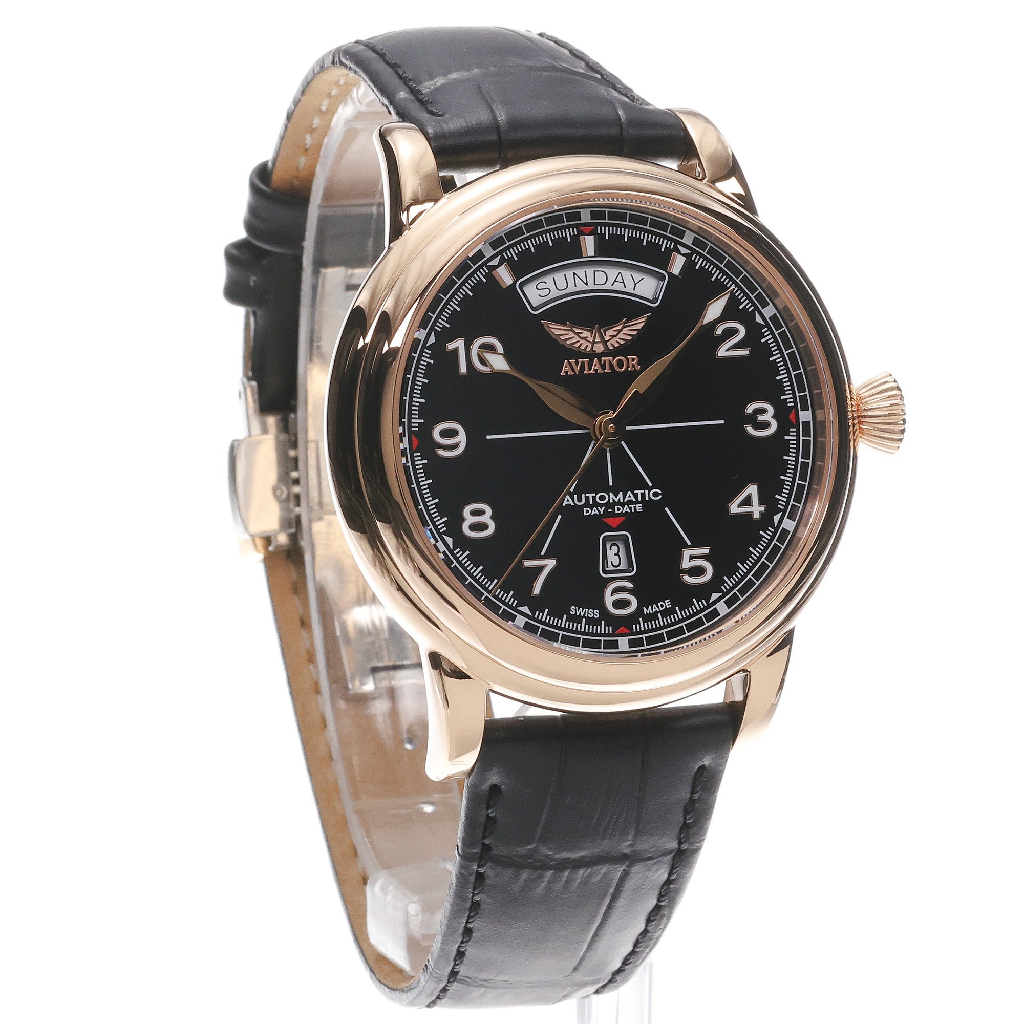 Aviator V34423984 Douglas DC-3 Day-Date 45 Black zegarek klasyczny Douglas