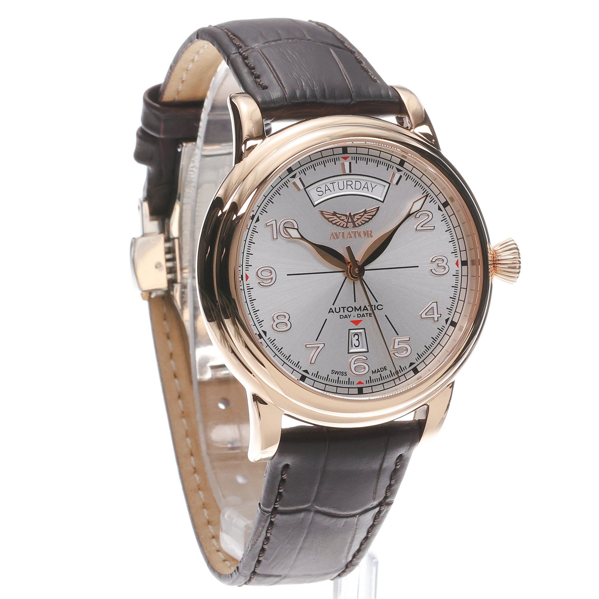 Aviator V34424004 zegarek różowe złoto klasyczny Douglas pasek