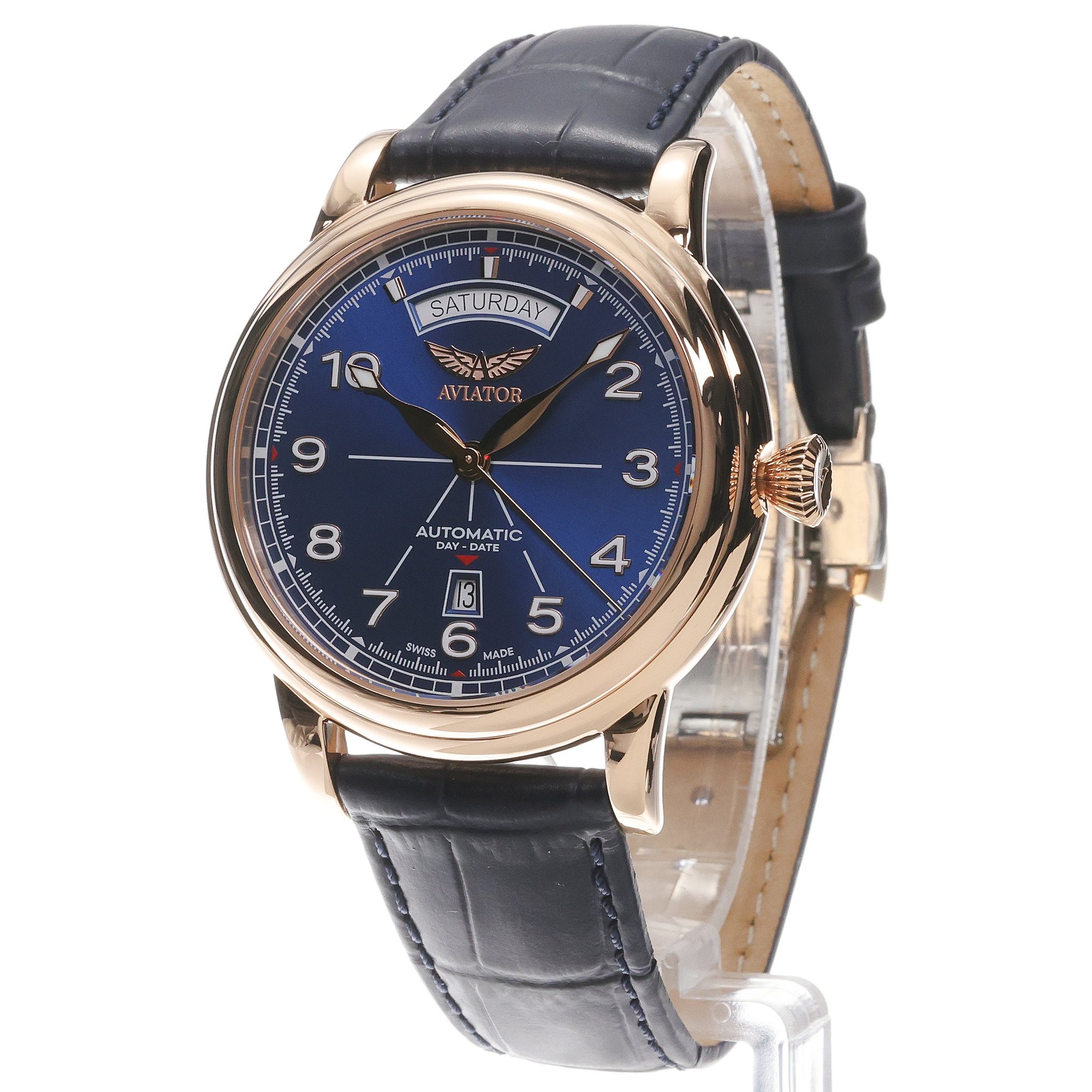 Aviator V34424024 zegarek różowe złoto klasyczny Douglas pasek - miniatura 2