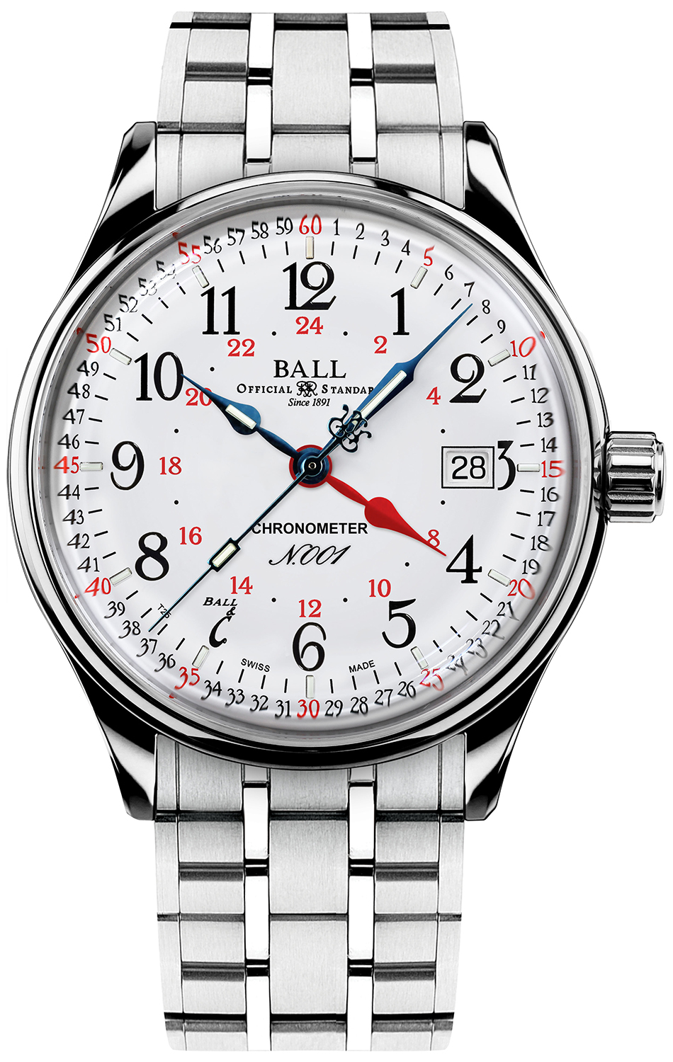 Trainmaster Standard Time GMT (40mm) Ball NM3888D-S5CJ-WH 