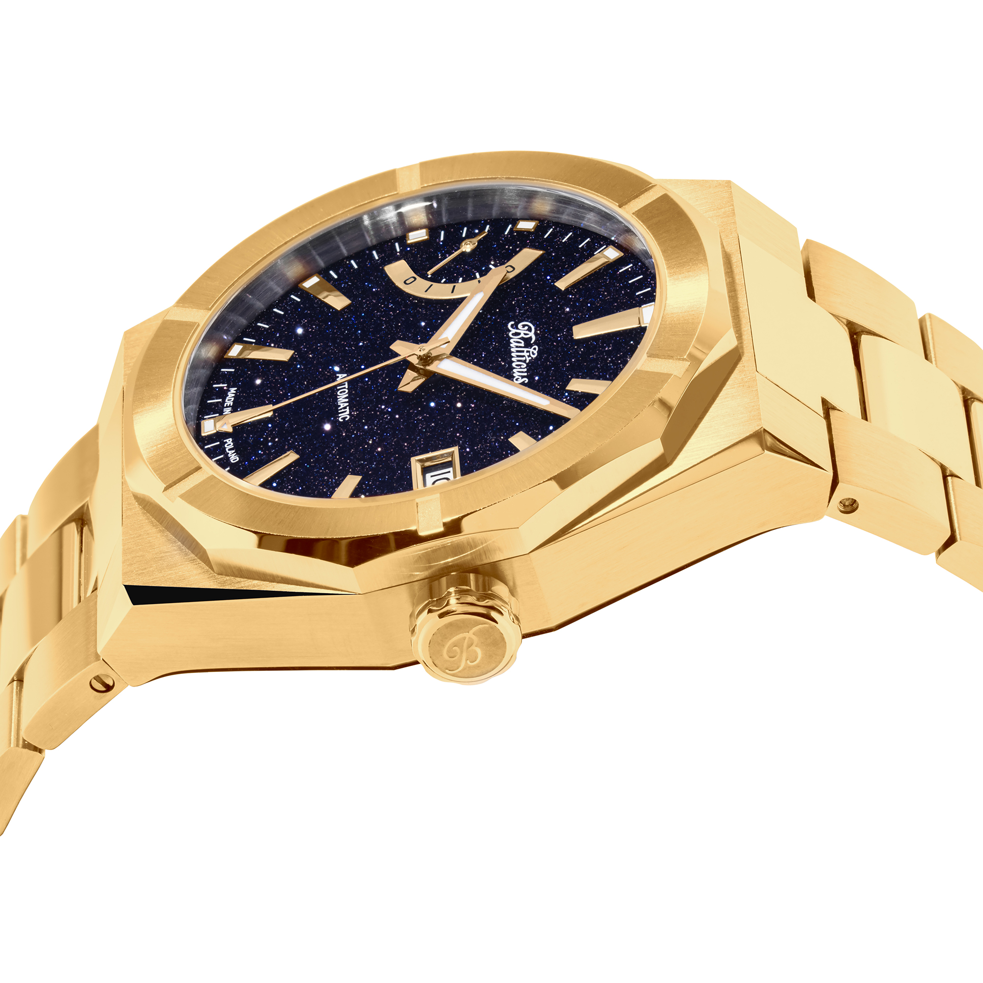 Balticus BALSDGPRA Gwiezdny Pył Gwiezdny Pył Awenturyn 40mm Power Reserve Automatic zegarek męski sportowy szafirowe - miniatura 4