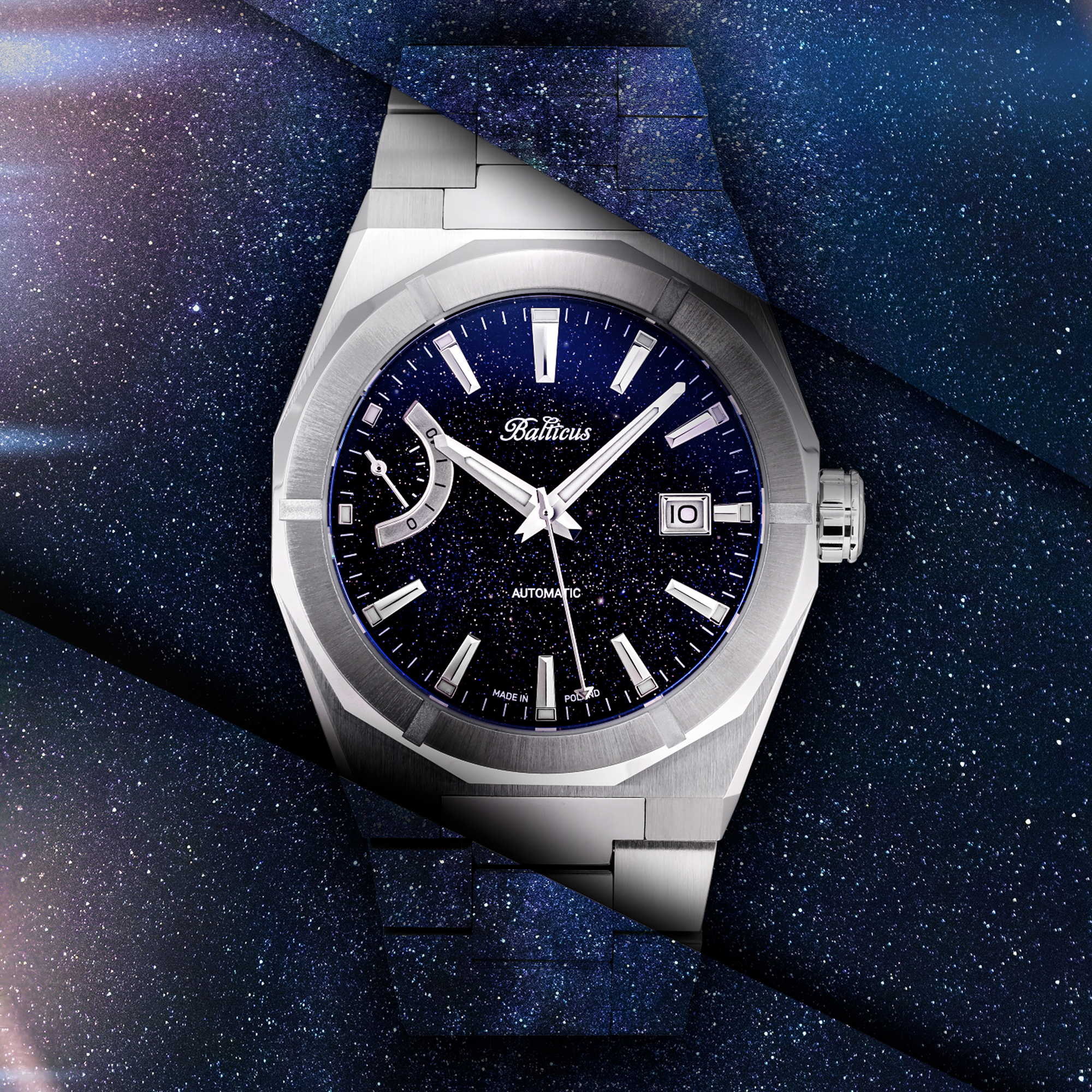Balticus BALSDSPRA-P Gwiezdny Pył Gwiezdny Pył 40mm Awenturyn Power Reserve Automatic zegarek męski sportowy szafirowe