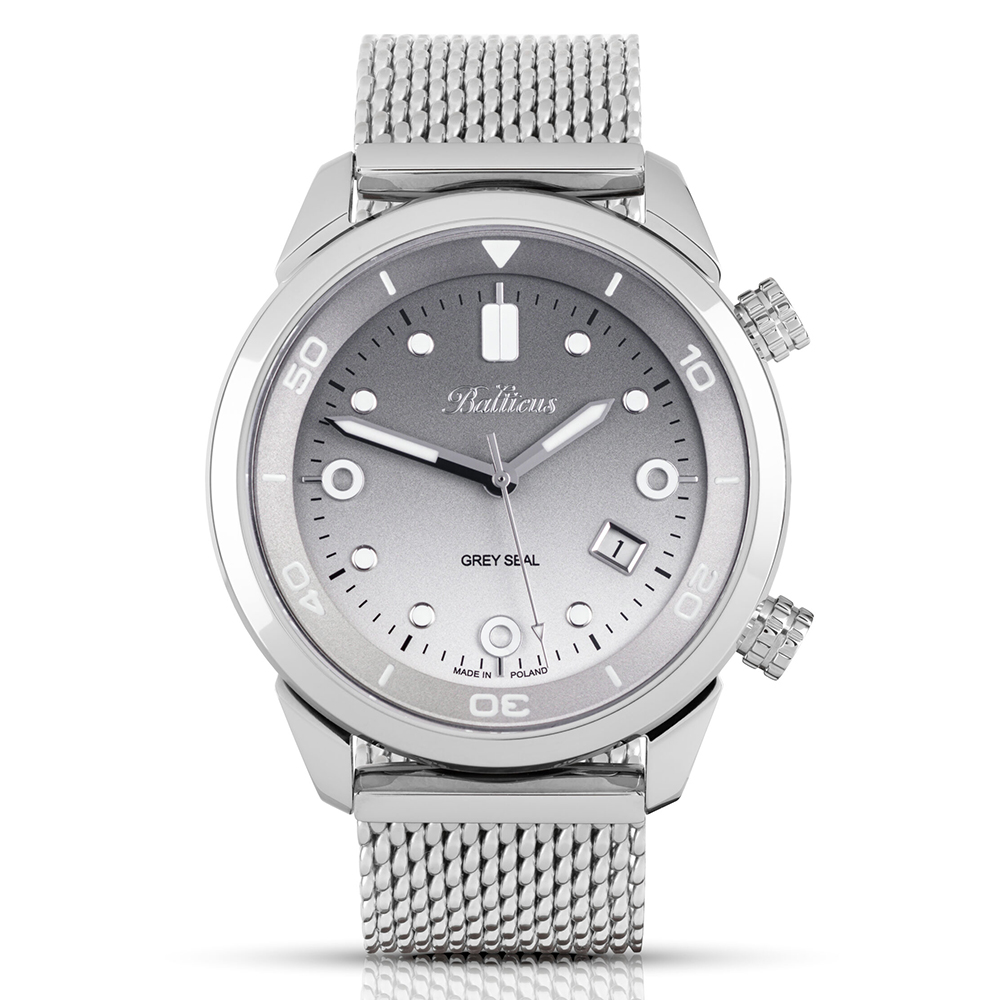 Balticus BLT-BALGSRG zegarek srebrny klasyczny Grey Seal pasek