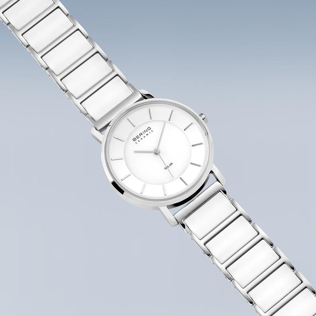 Bering 19535-754 zegarek srebrny klasyczny Solar bransoleta