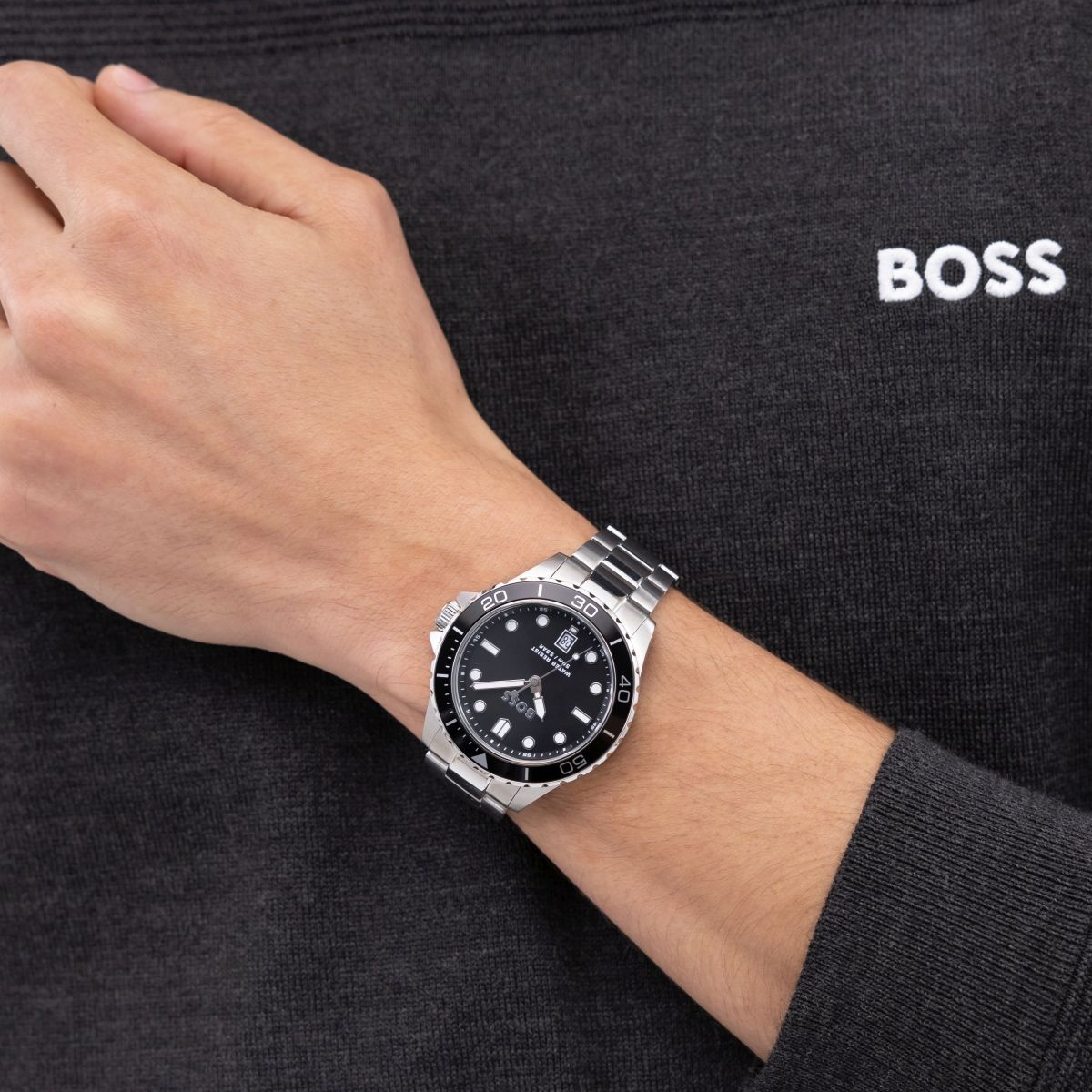 Boss 1514295 zegarek srebrny sportowy Męskie bransoleta - miniatura 5