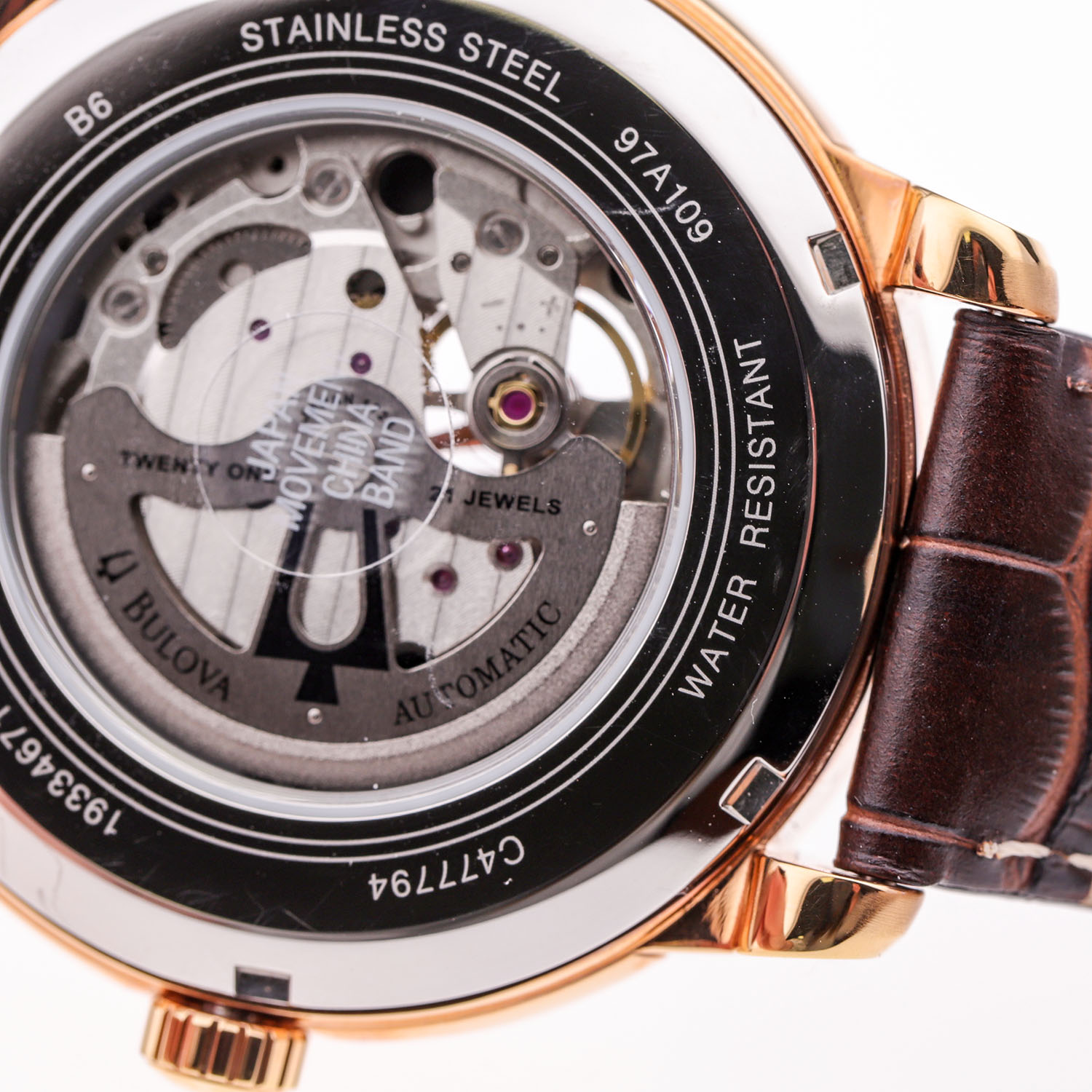 Bulova 97A109-POWYSTAWOWY zegarek różowe złoto klasyczny Automatic pasek - miniatura 5