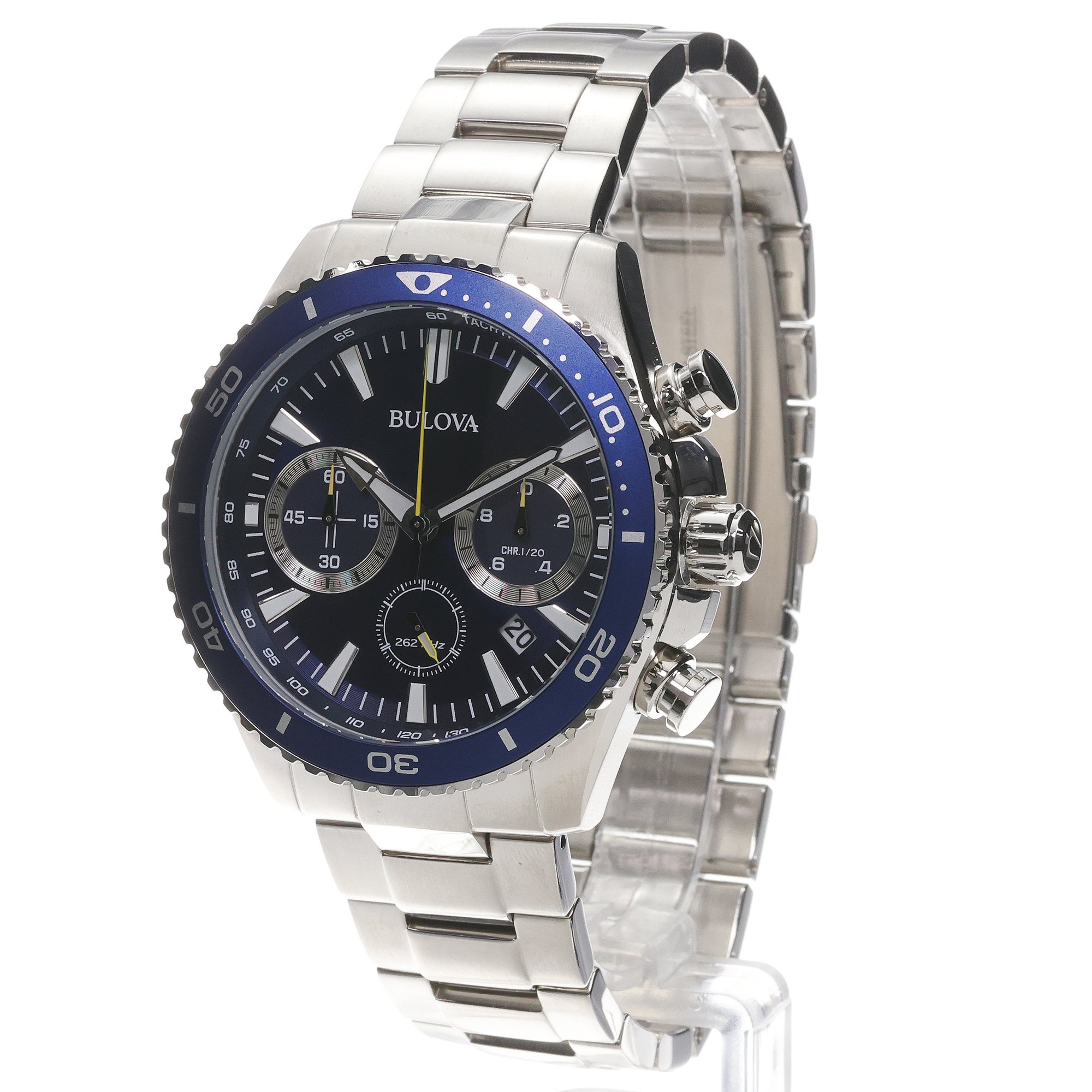 Bulova 98B393 zegarek srebrny sportowy Chronograph C bransoleta