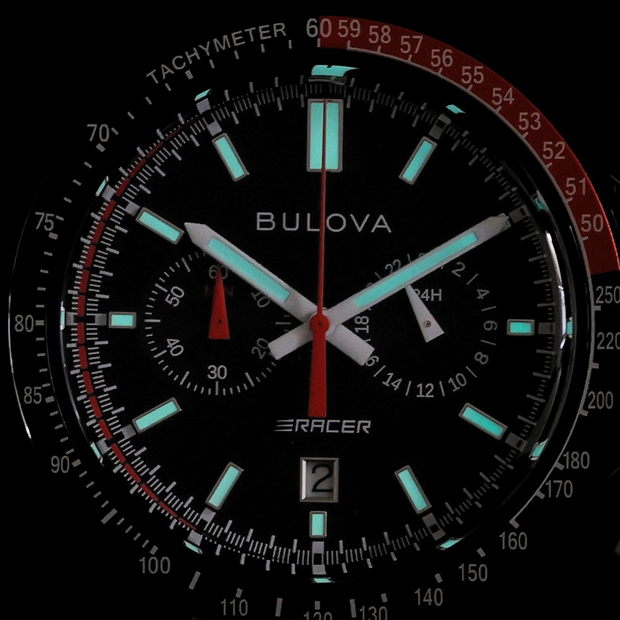Bulova 98B428 Black Leather Strap 42mm Męskie sportowy zegarek czarny