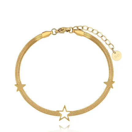 By Dziubeka BSA0755 Bransoletka żmijka z gwiazdkami złota Ornate - zdjęcie 1