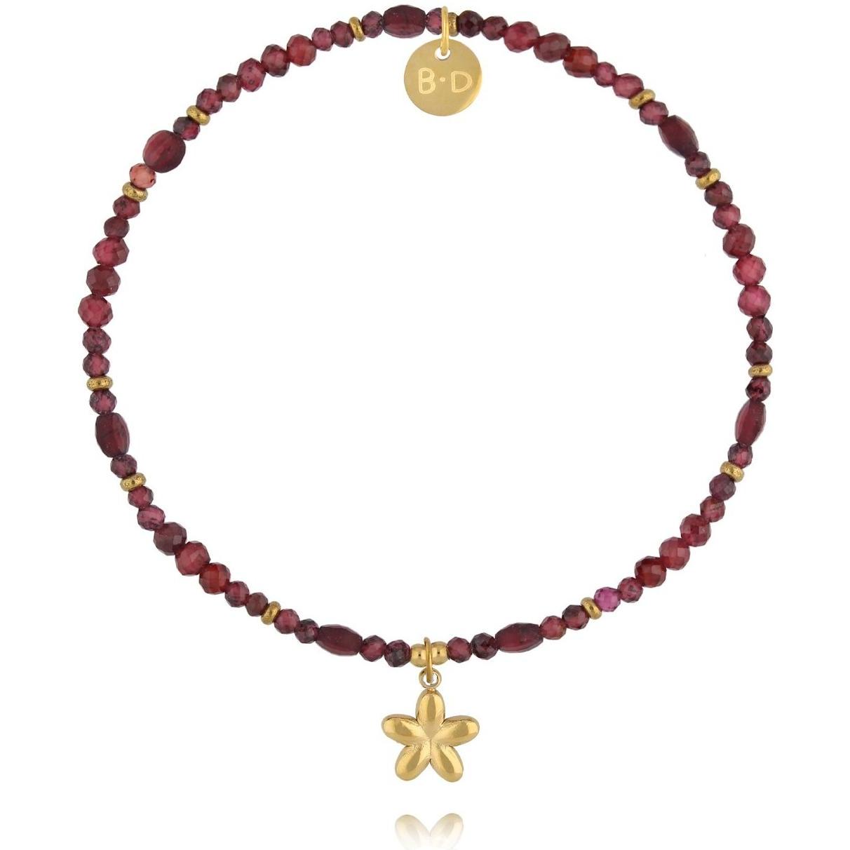 Bransoletka z granatu z zawieszką w kształcie kwiatka By Dziubeka BTW3543 