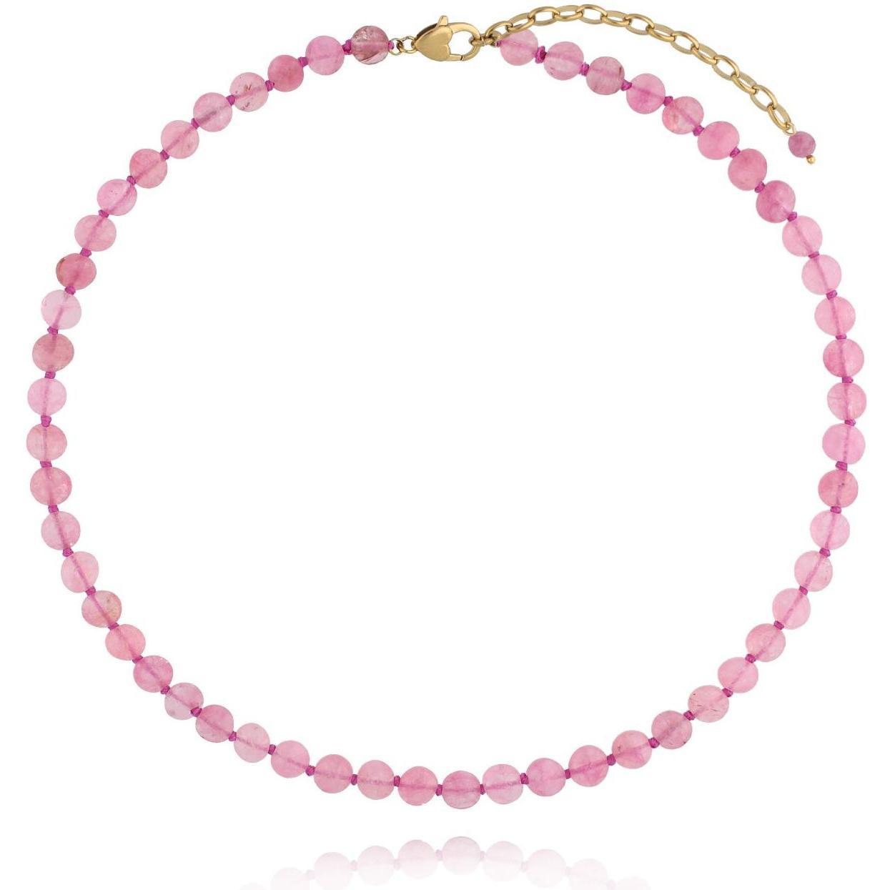 Naszyjnik z różowymi fasetowanymi jadeitami Rosy Glow By Dziubeka NPA1730 