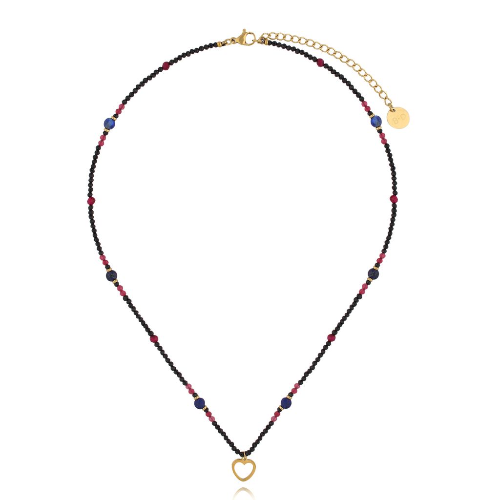 Naszyjnik z turmalinami i agatami z sercem Golden Heart By Dziubeka NTW1306 