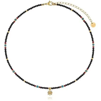 By Dziubeka NTW1467 Naszyjnik z turmalinami i kwiatuszkiem - zdjęcie 1