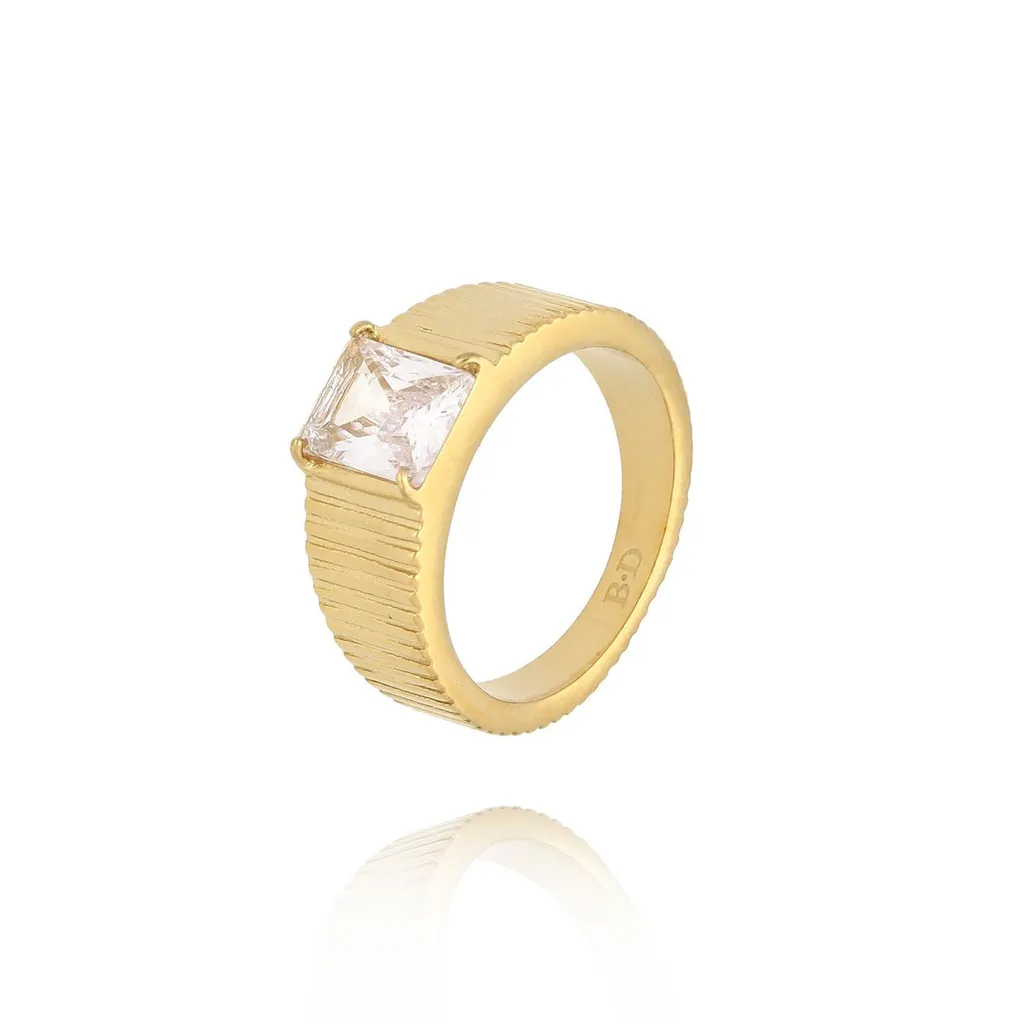Pierścionek złoty z kryształem Sparkle Ring By Dziubeka PSA0947 