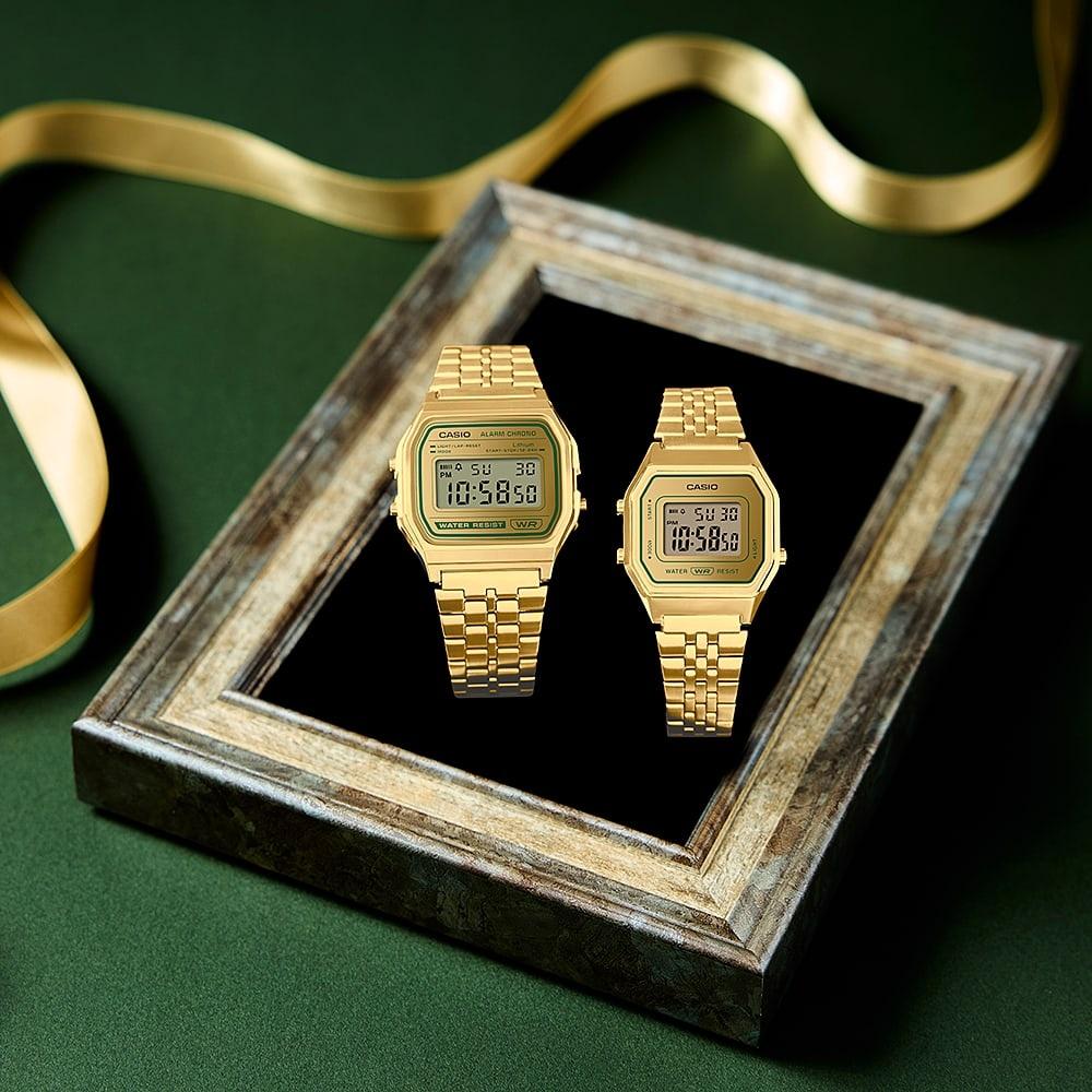 Casio A158WEGV-9AEF Retro retro zegarek złoty