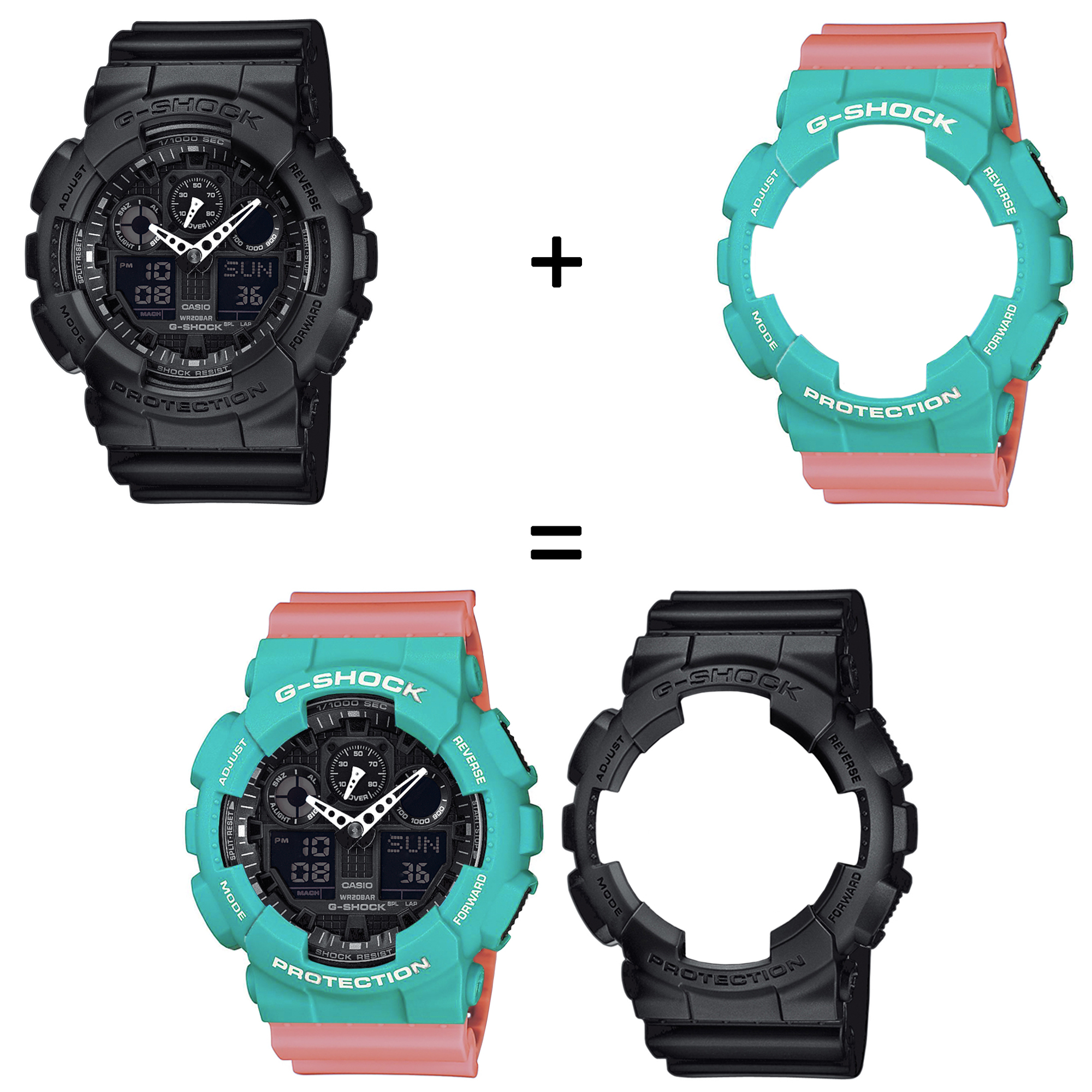 Casio SET GA-100-1A1ER + BEZEL 10410475 + PASEK 10498150 zegarek