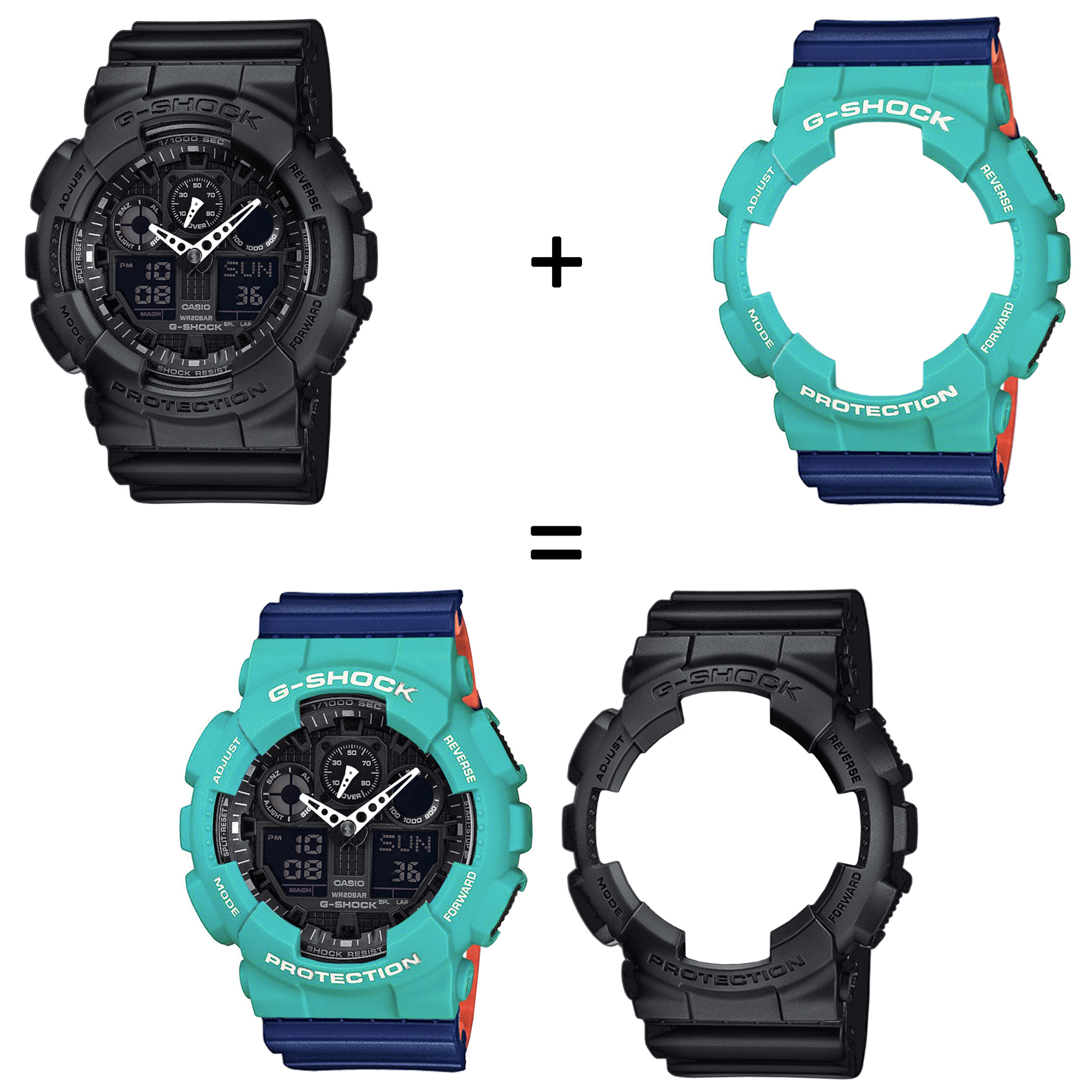 Casio SET GA-100-1A1ER + BEZEL 10410475 + PASEK 10527467 zegarek - miniatura 2