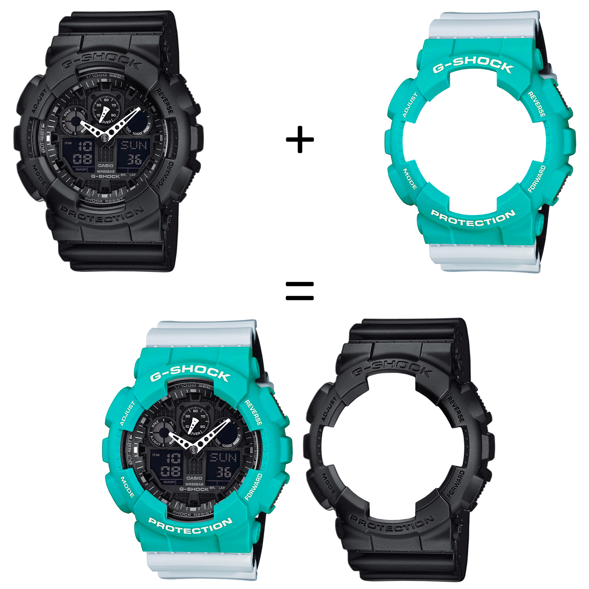Casio SET GA-100-1A1ER + BEZEL 10410475 + PASEK 10527469 zegarek - miniatura 2