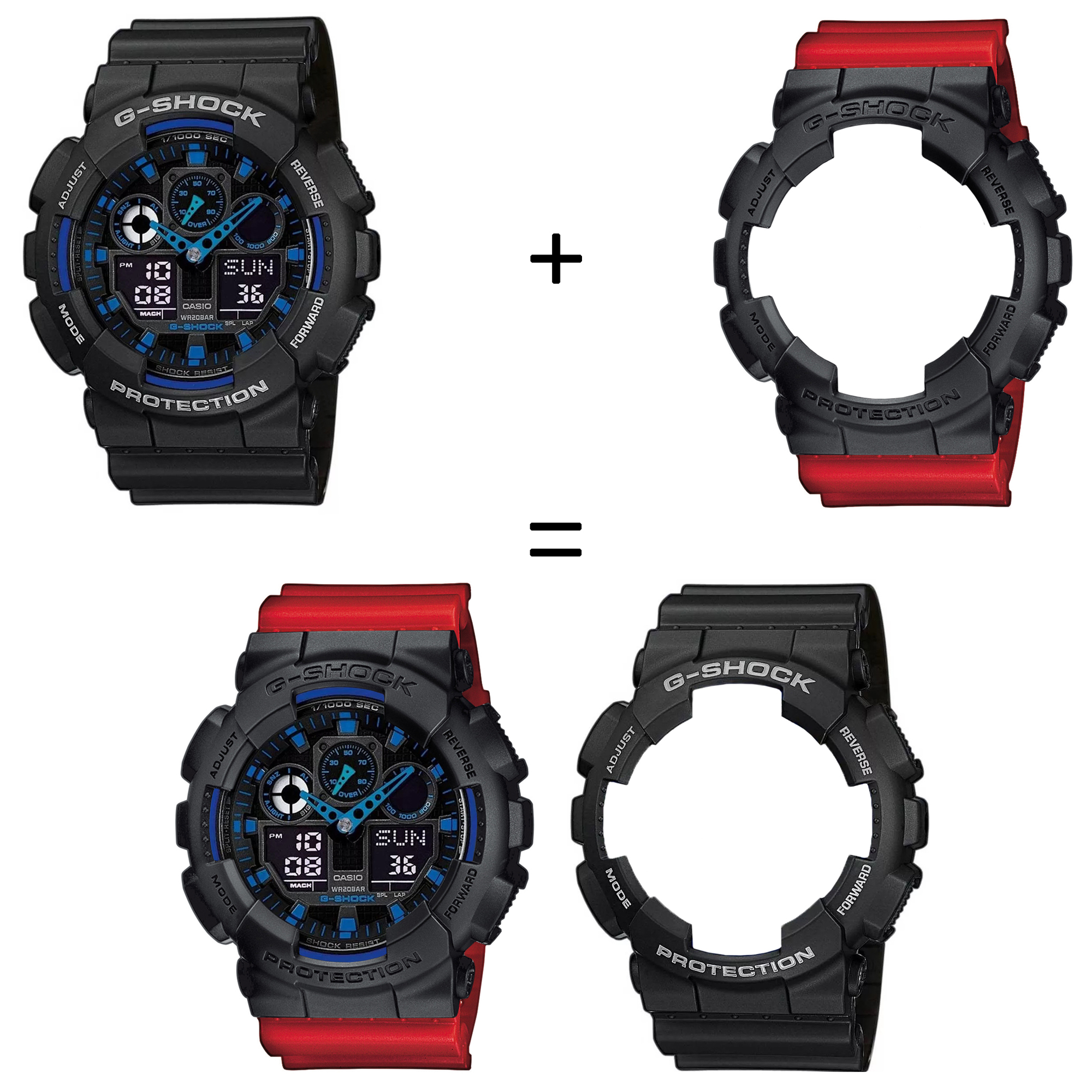 Casio SET GA-100-1A2ER + BEZEL 10358741 + PASEK 10395226 zegarek