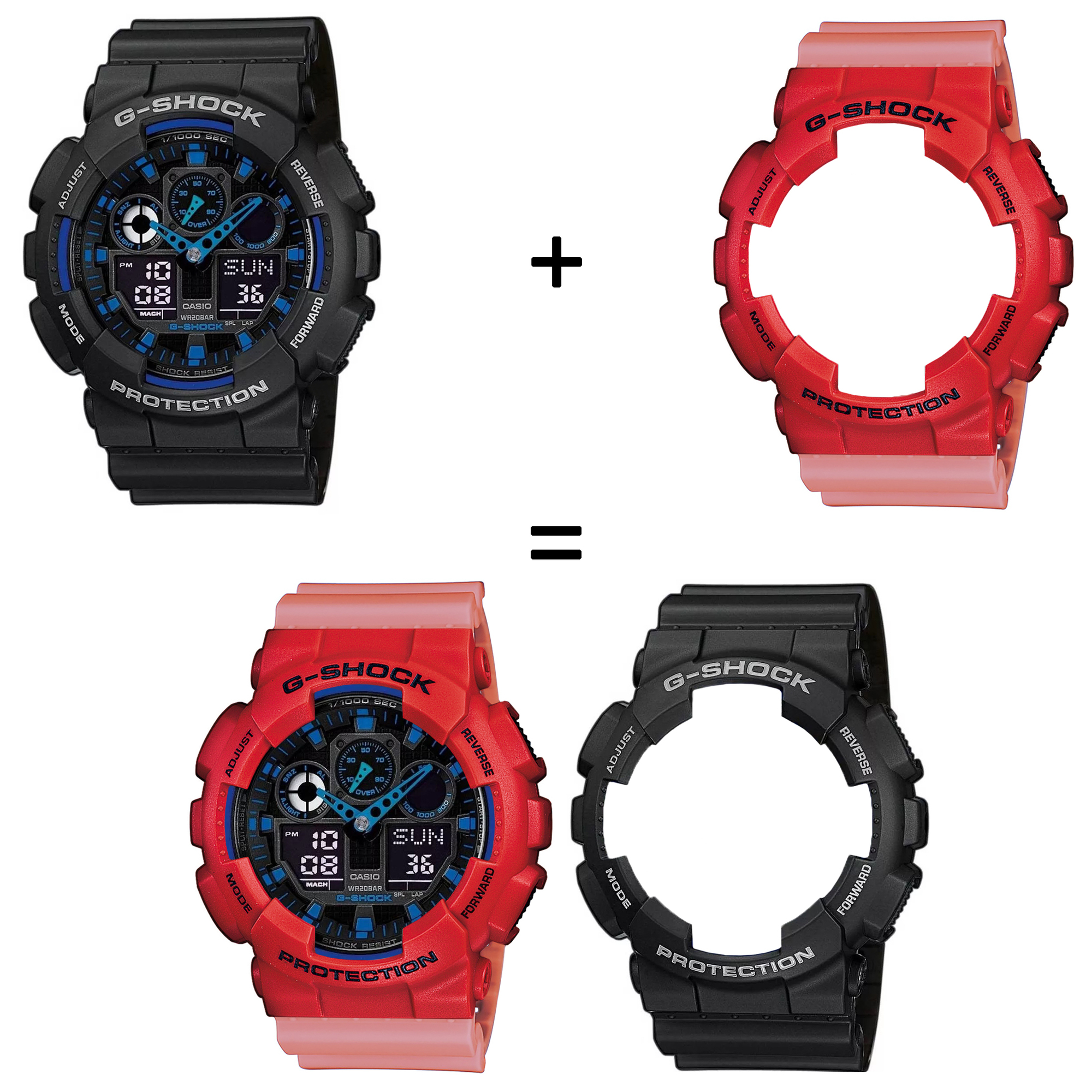 Casio SET GA-100-1A2ER + BEZEL 10395289 + PASEK 10498150 zegarek - miniatura 2