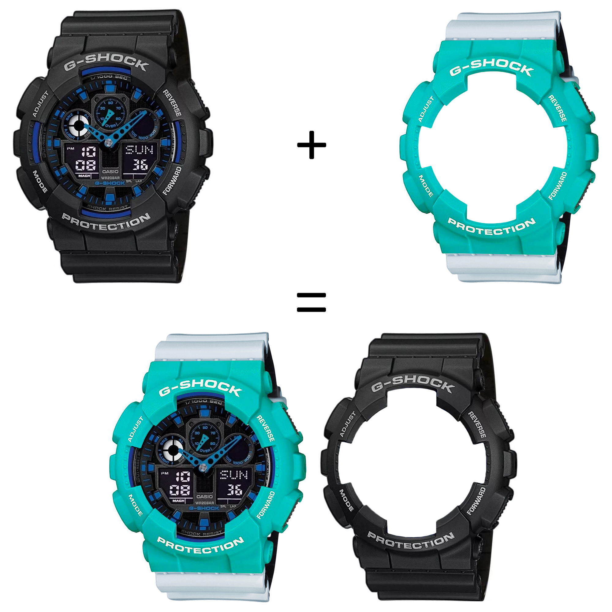 Casio SET GA-100-1A2ER + BEZEL 10410475 + PASEK 10527469 zegarek