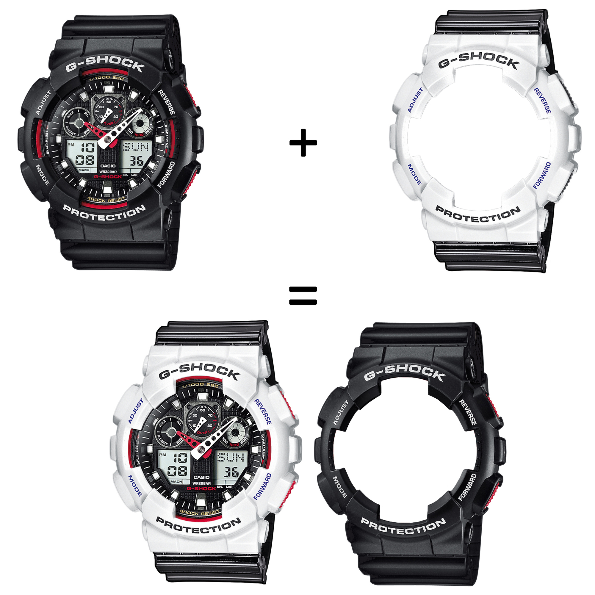 Casio SET GA-100-1A4ER + BEZEL 10347600 + PASEK 10378391 zegarek