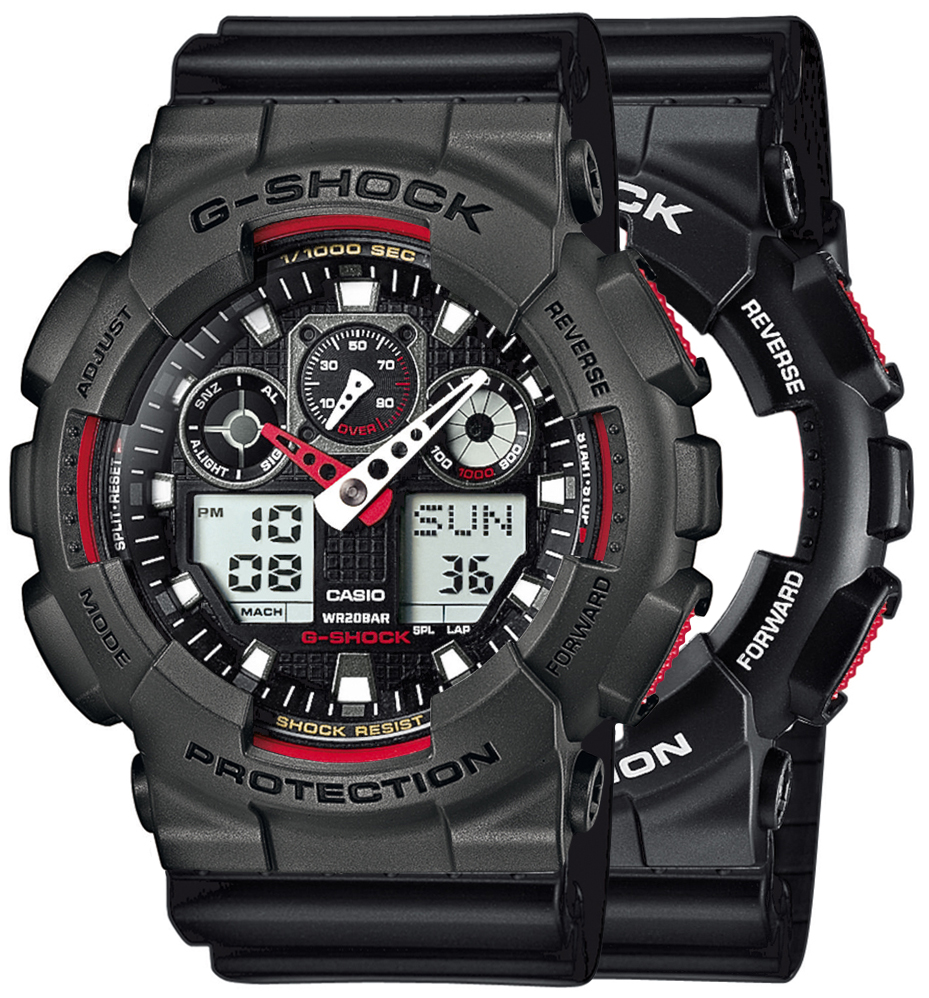 Casio G-SHOCK SET GA-100-1A4ER + BEZEL 10467795 + PASEK 10347688 
