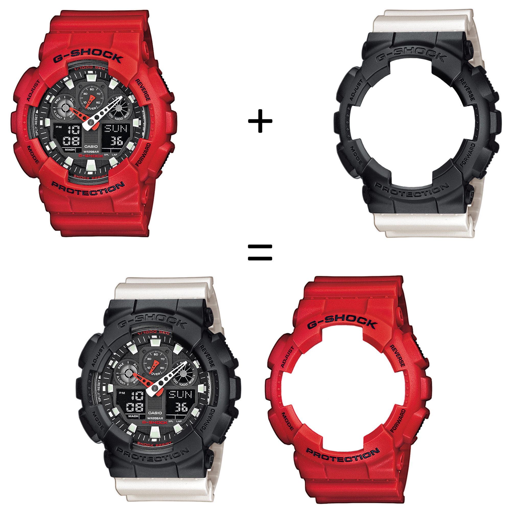 Casio SET GA-100B-4AER + BEZEL 10358741 + PASEK 10395227 zegarek