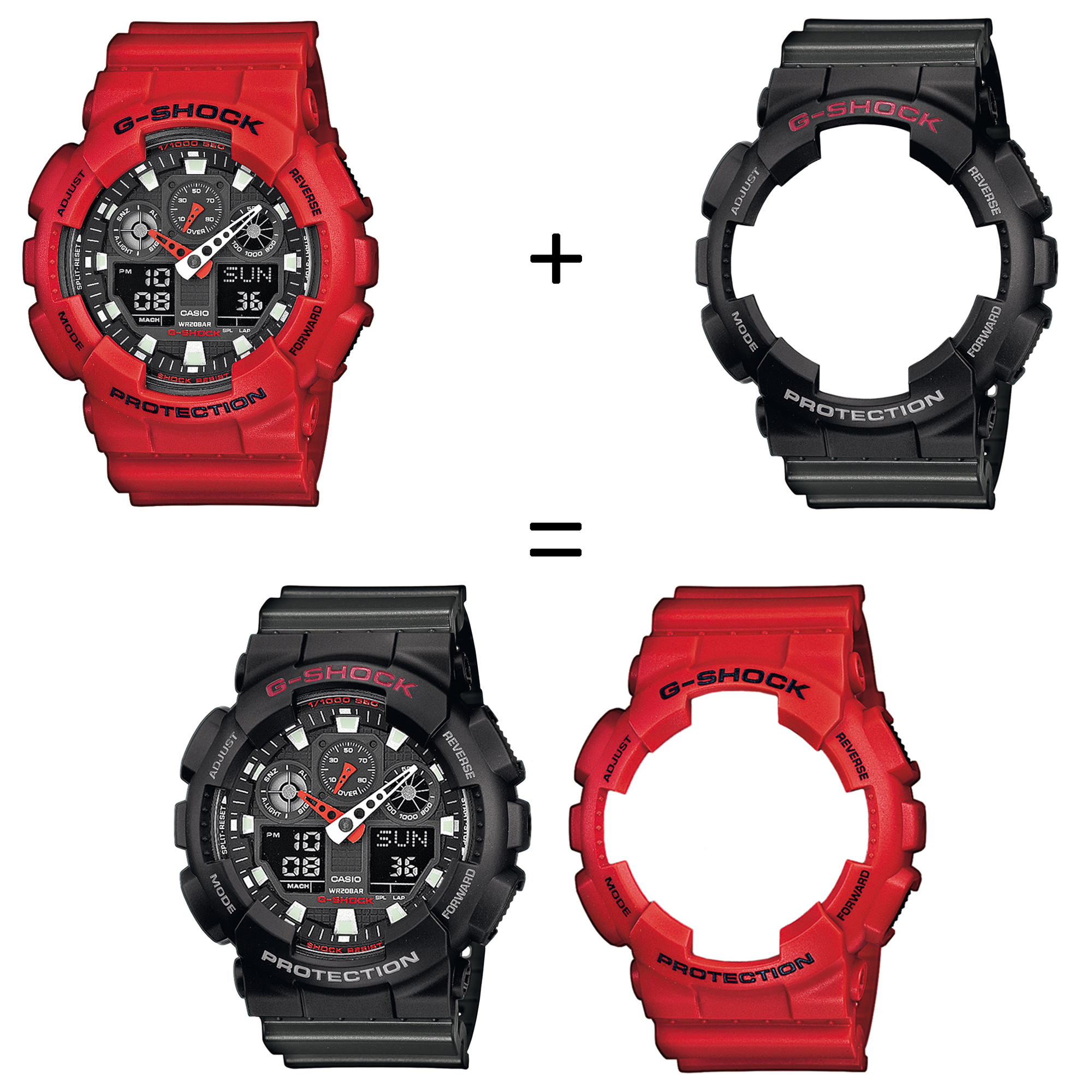 Casio SET GA-100B-4AER + BEZEL 10378531 + PASEK 10467764 zegarek