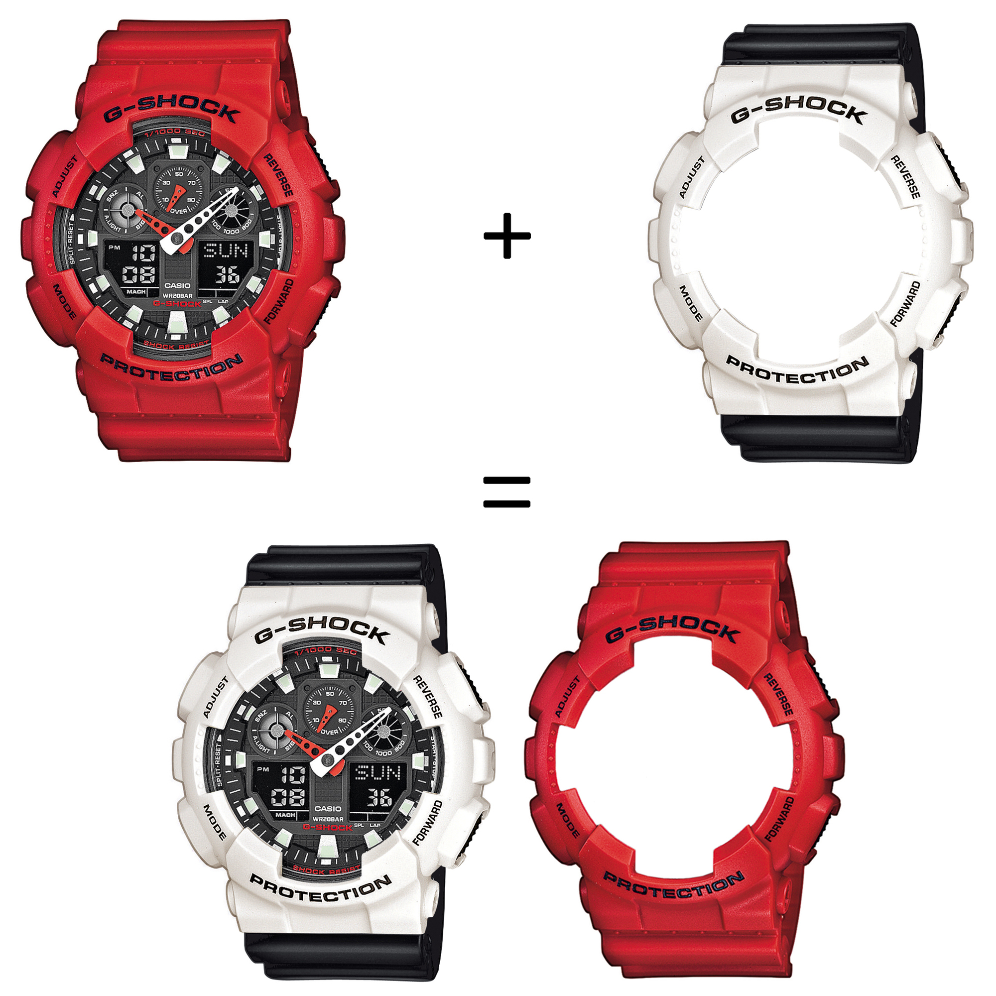 Casio SET GA-100B-4AER + BEZEL 10395292 + PASEK 10347688 zegarek