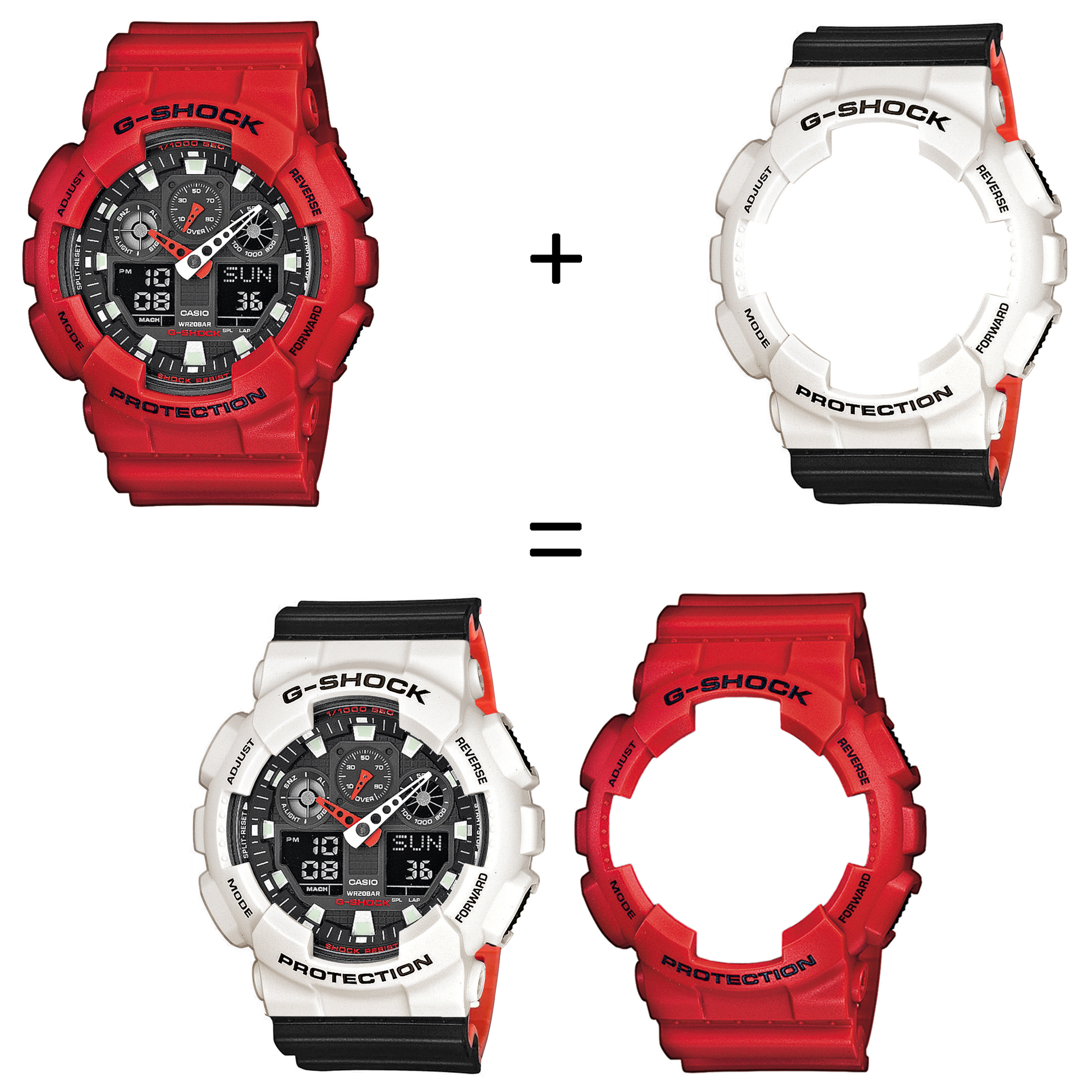 Casio SET GA-100B-4AER + BEZEL 10395292 + PASEK 10577142 zegarek