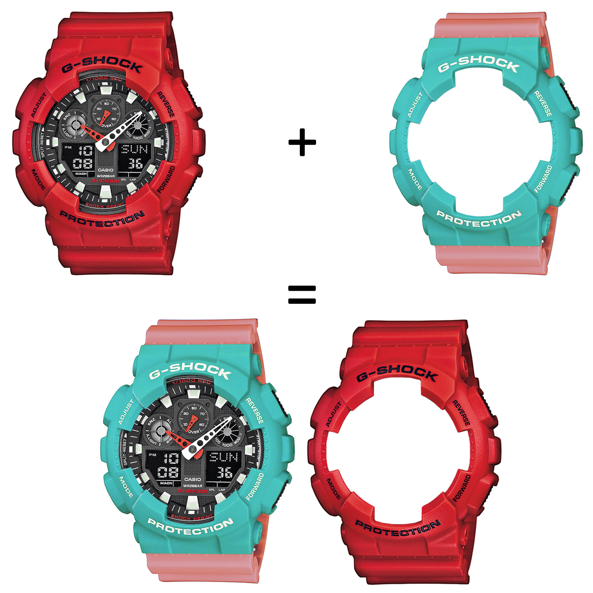 Casio SET GA-100B-4AER + BEZEL 10410475 + PASEK 10498150 zegarek