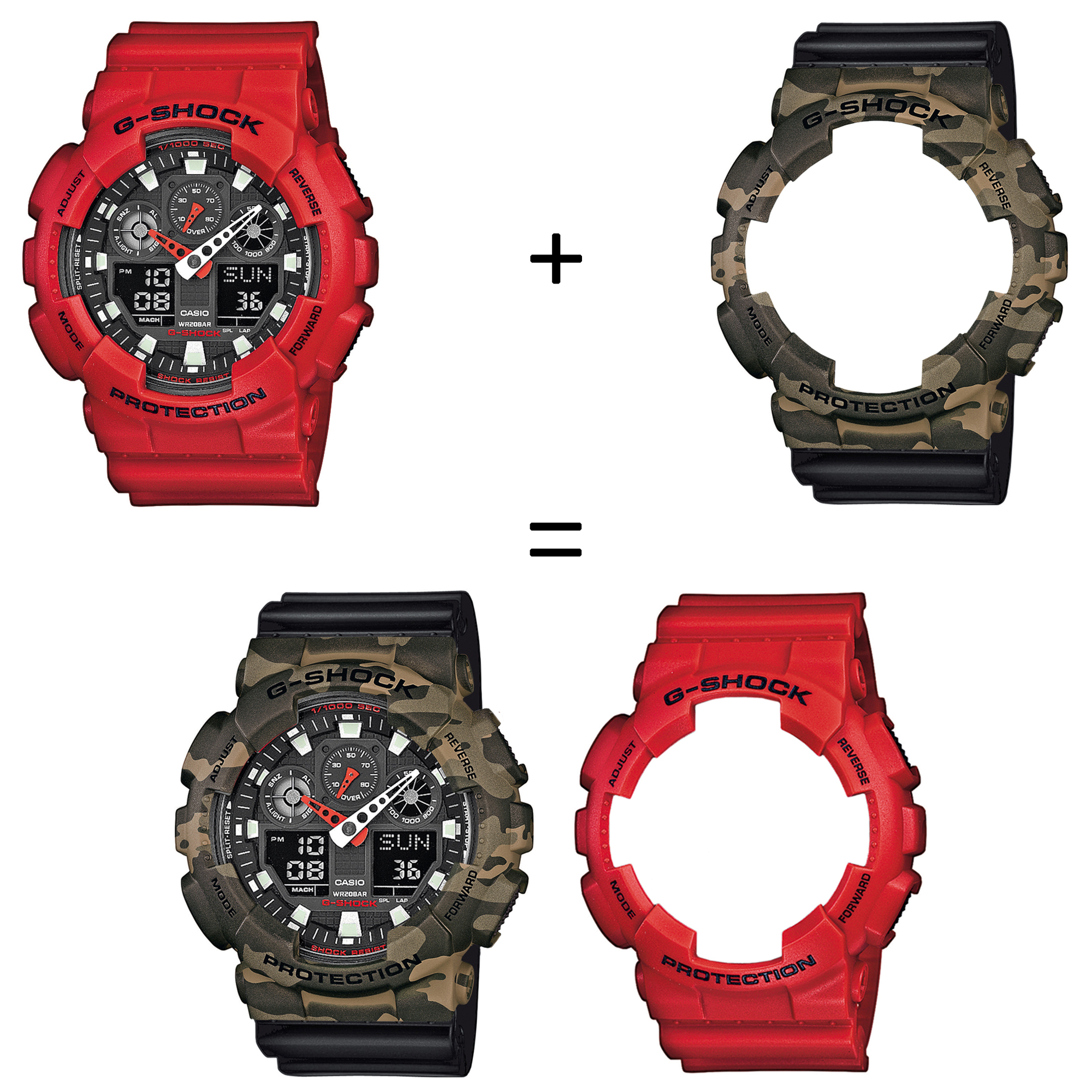 Casio SET GA-100B-4AER + BEZEL 10507070 + PASEK 10347688 zegarek