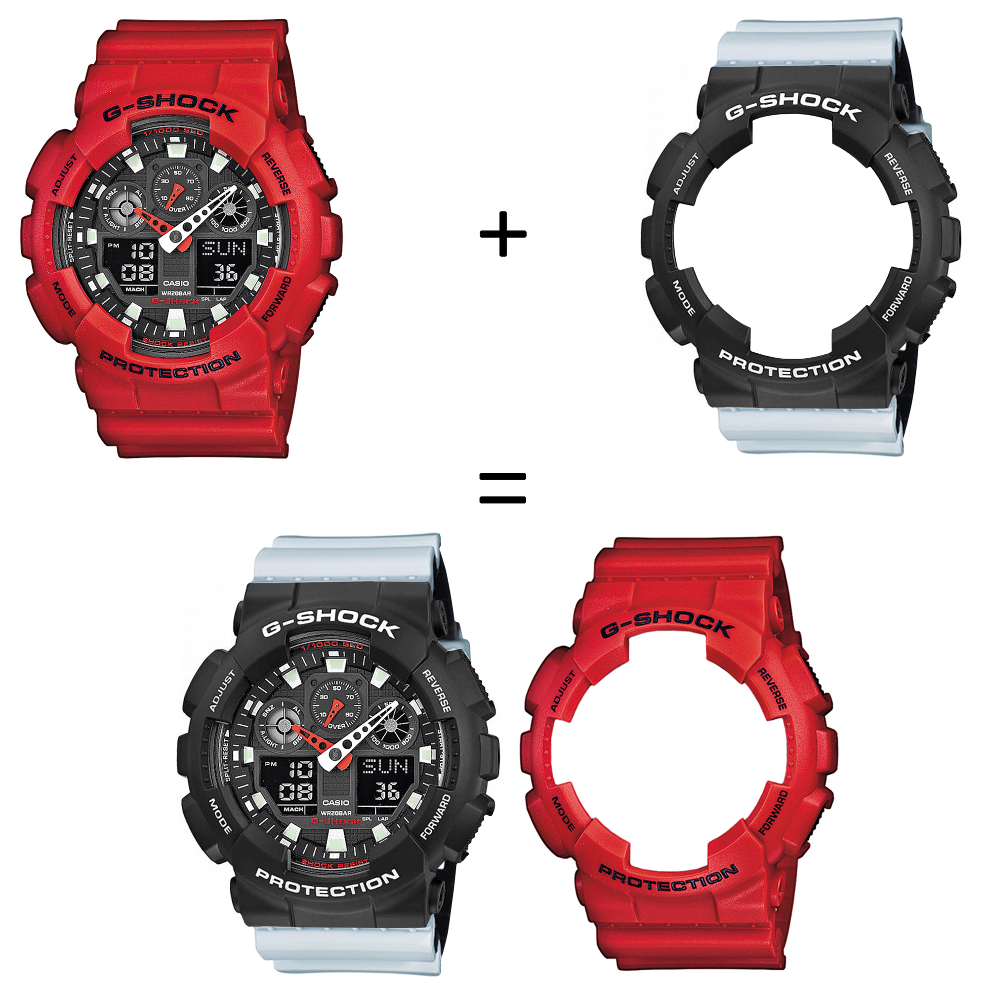 Casio SET GA-100B-4AER + BEZEL 10508136 + PASEK 10527469 zegarek