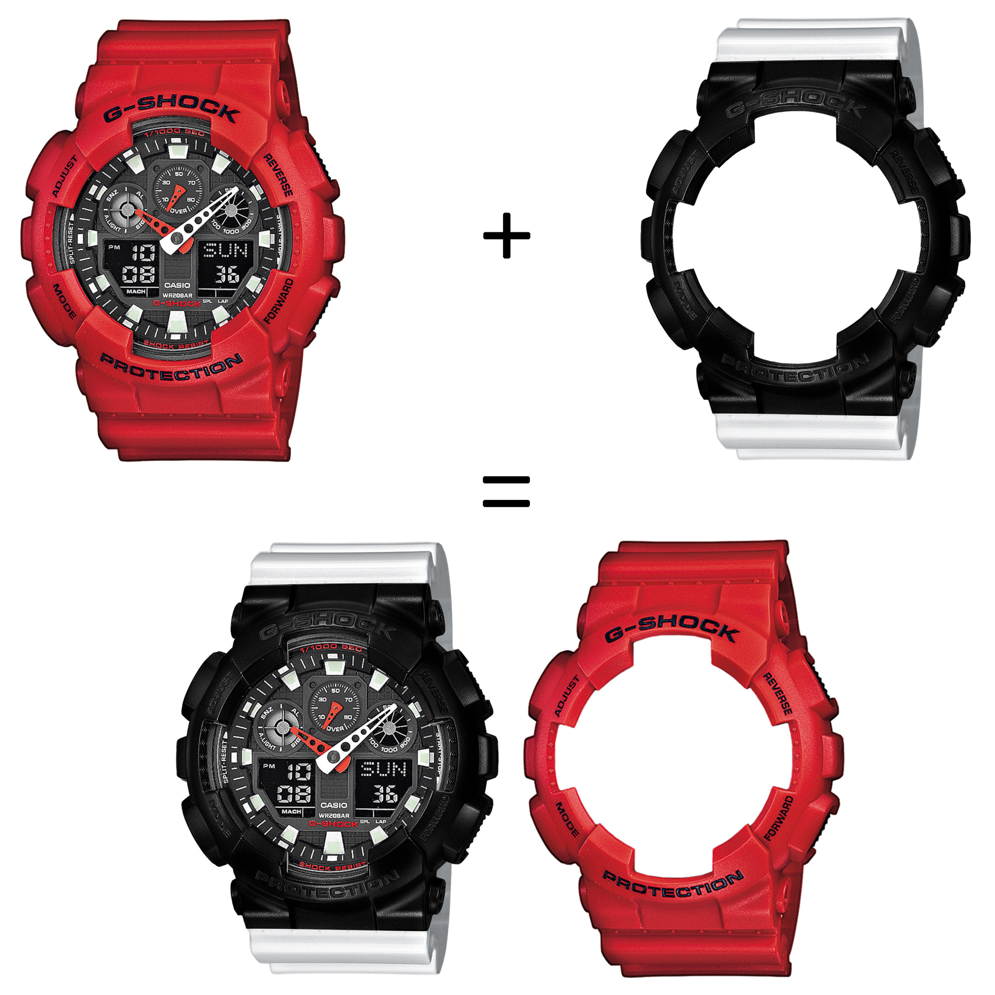 Casio SET GA-100B-4AER + BEZEL 10523429 + PASEK 10347710 zegarek
