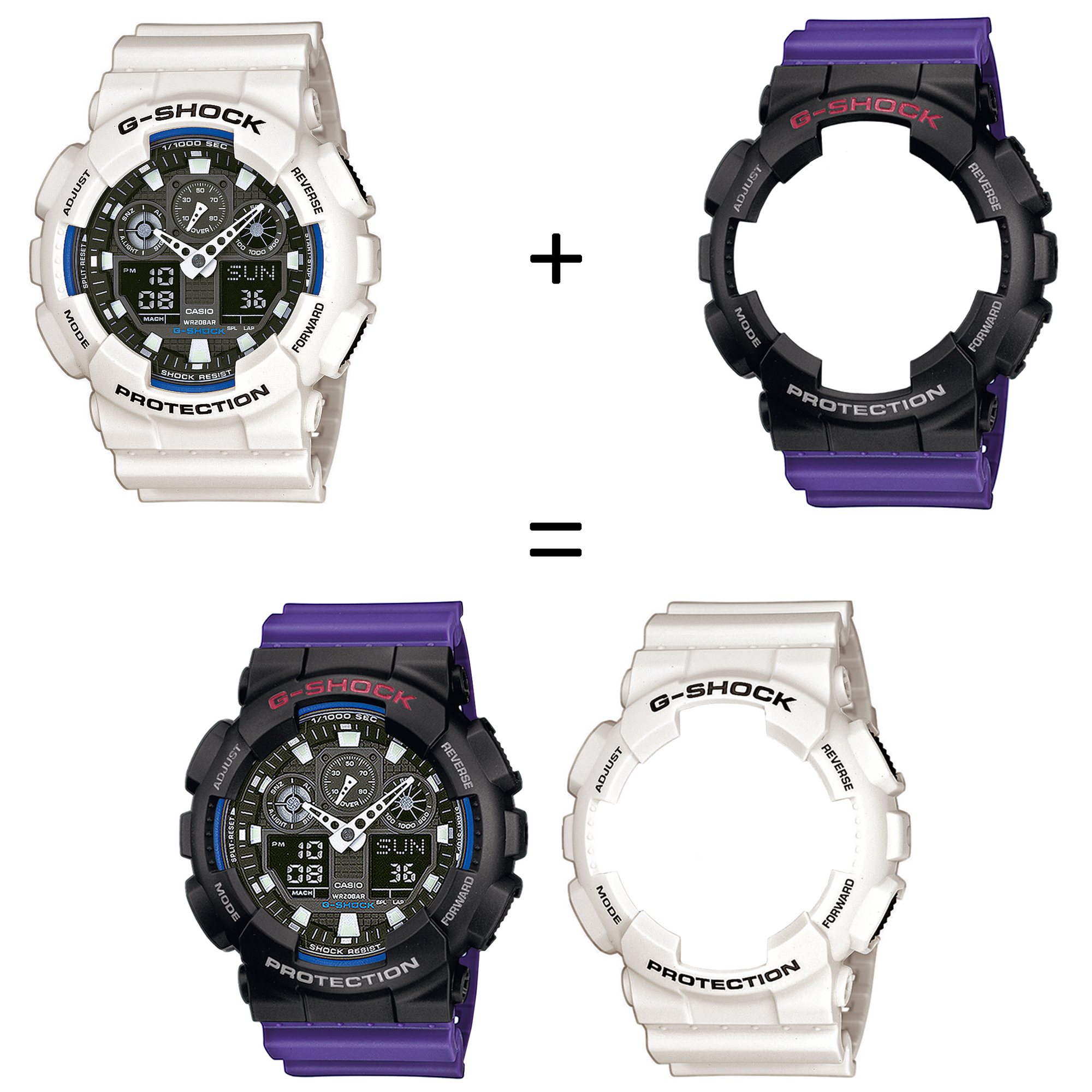 Casio SET GA-100B-7AER + BEZEL 10378531 + PASEK 10498156 zegarek - miniatura 2