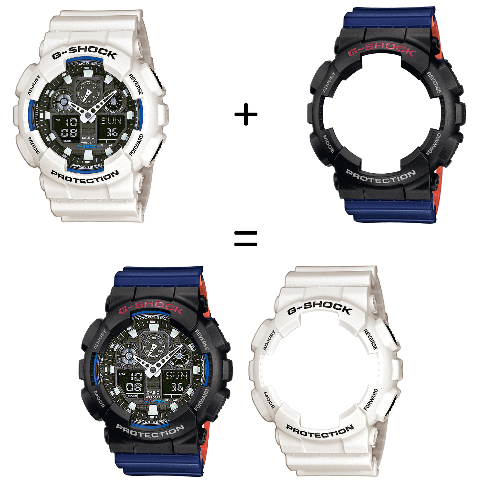 Casio SET GA-100B-7AER + BEZEL 10378531 + PASEK 10527467 zegarek - miniatura 2