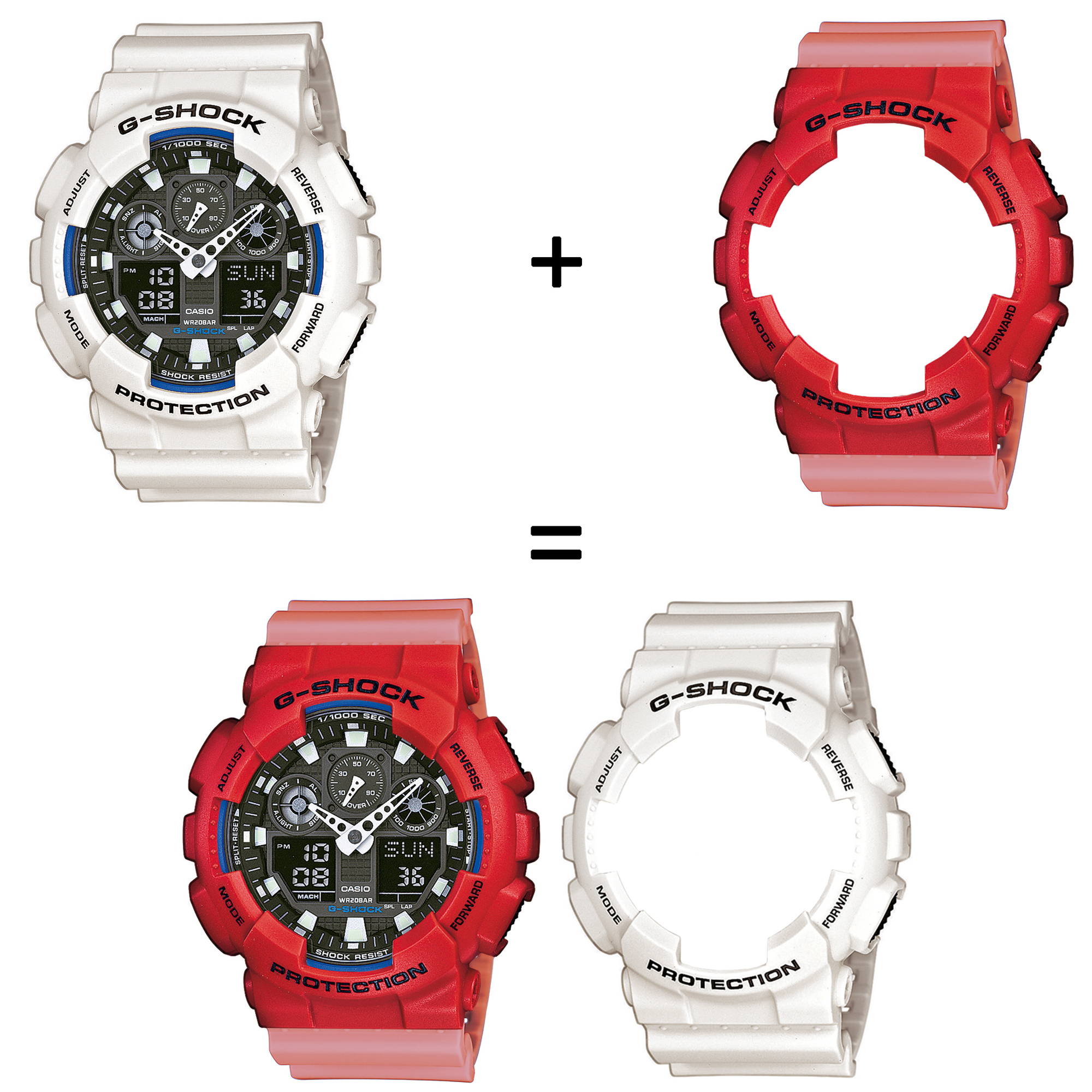 Casio SET GA-100B-7AER + BEZEL 10395289 + PASEK 10498150 zegarek - miniatura 2