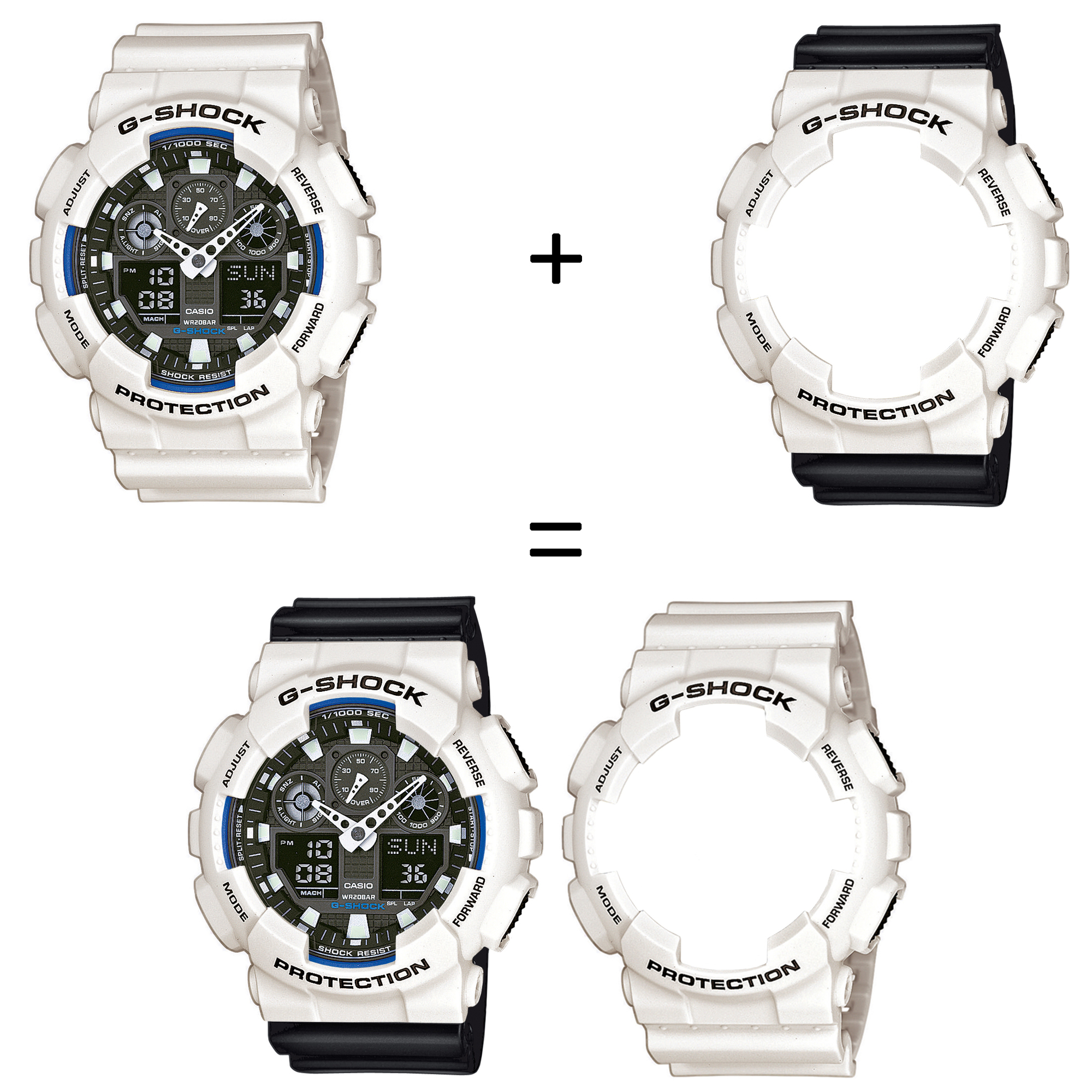 Casio SET GA-100B-7AER + BEZEL 10395292 + PASEK 10347688 zegarek