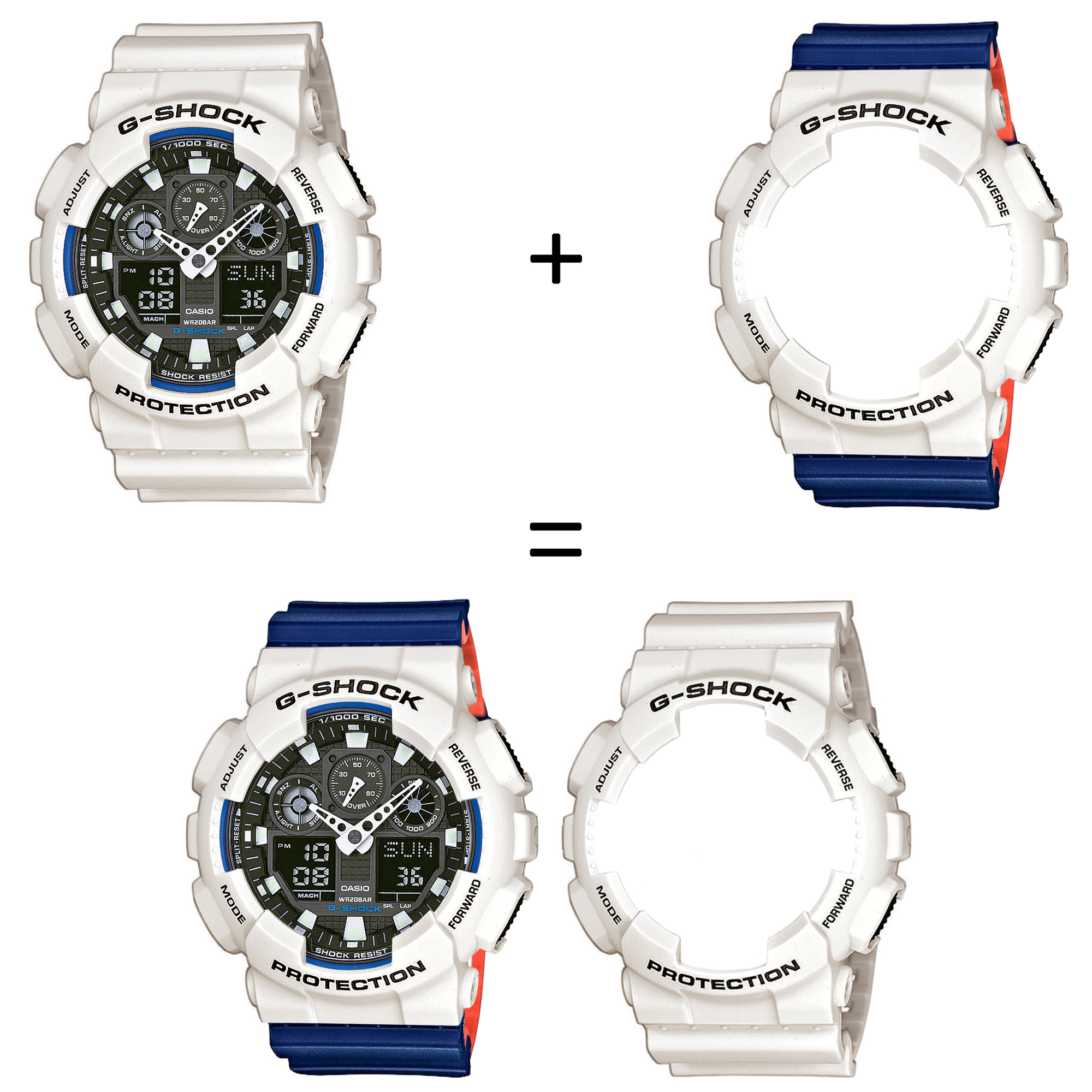 Casio SET GA-100B-7AER + BEZEL 10395292 + PASEK 10527467 zegarek