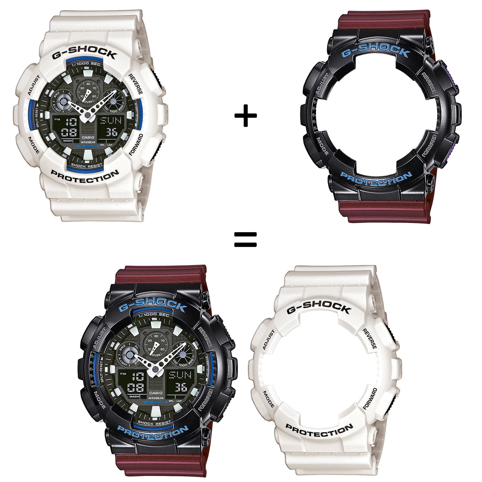Casio SET GA-100B-7AER + BEZEL 10407691 + PASEK 10477355 zegarek - miniatura 2