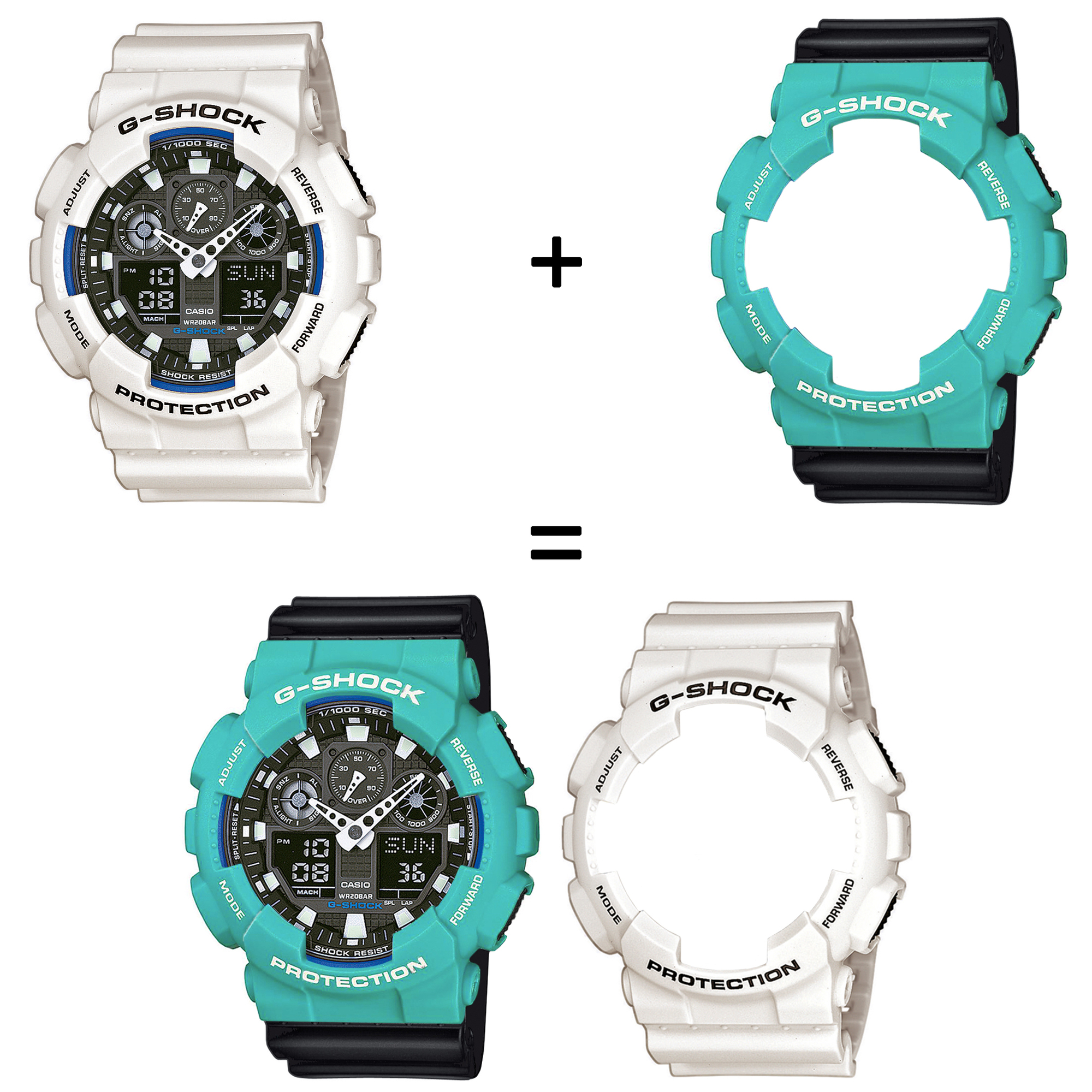 Casio SET GA-100B-7AER + BEZEL 10410475 + PASEK 10347688 zegarek