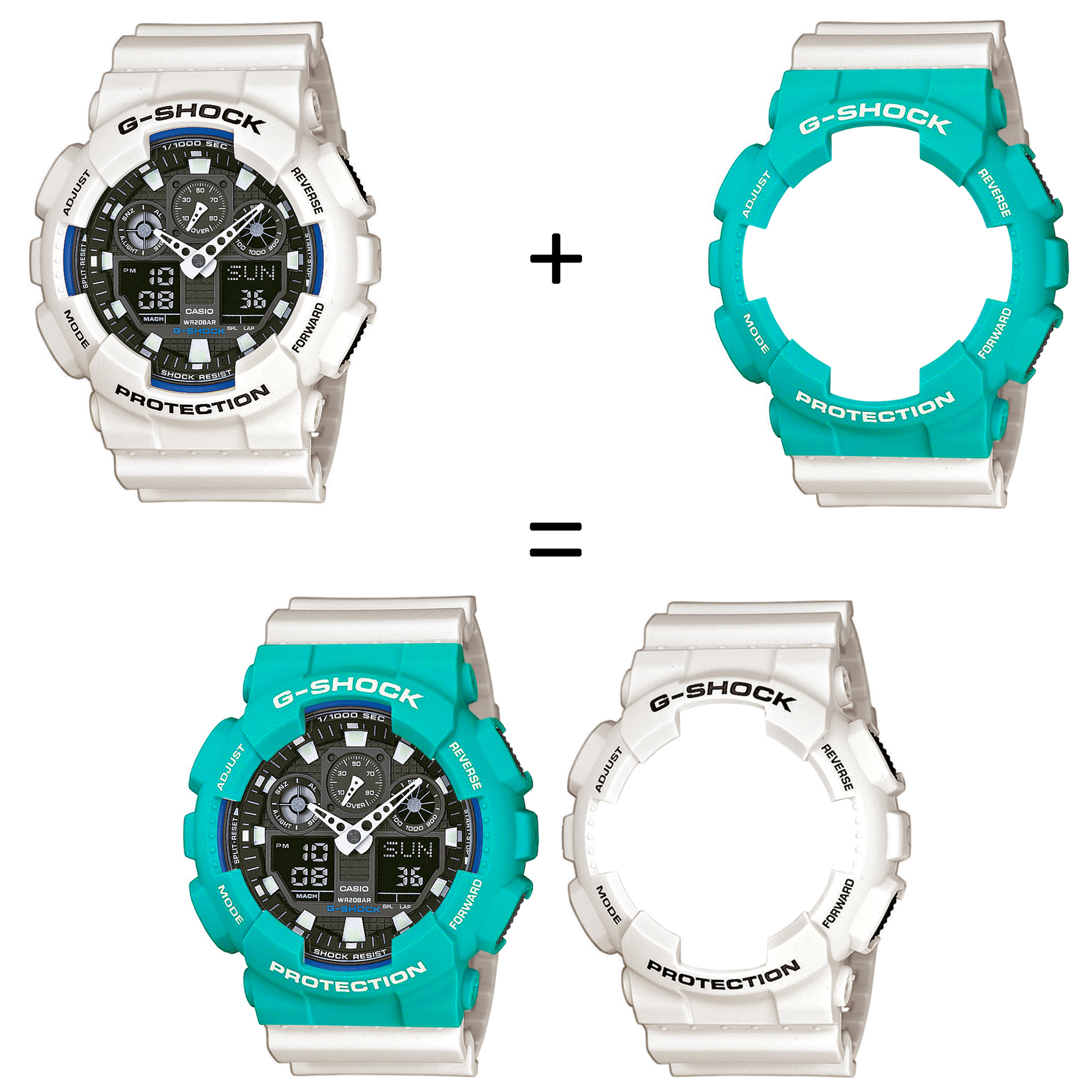 Casio SET GA-100B-7AER + BEZEL 10410475 + PASEK 10395227 zegarek