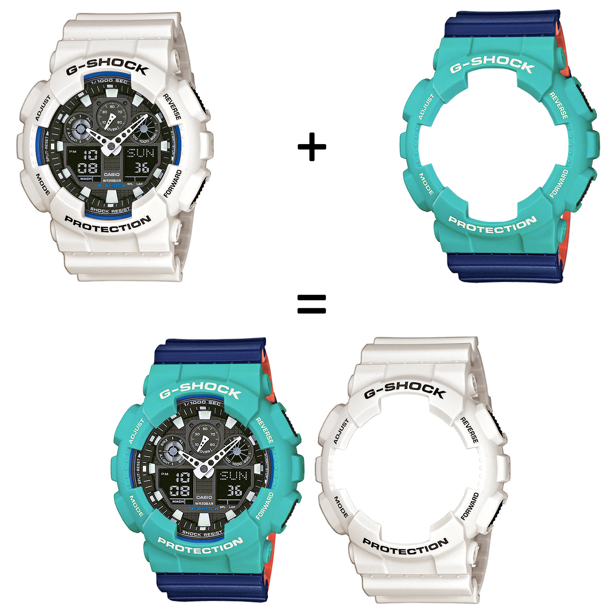 Casio SET GA-100B-7AER + BEZEL 10410475 + PASEK 10527467 zegarek - miniatura 2