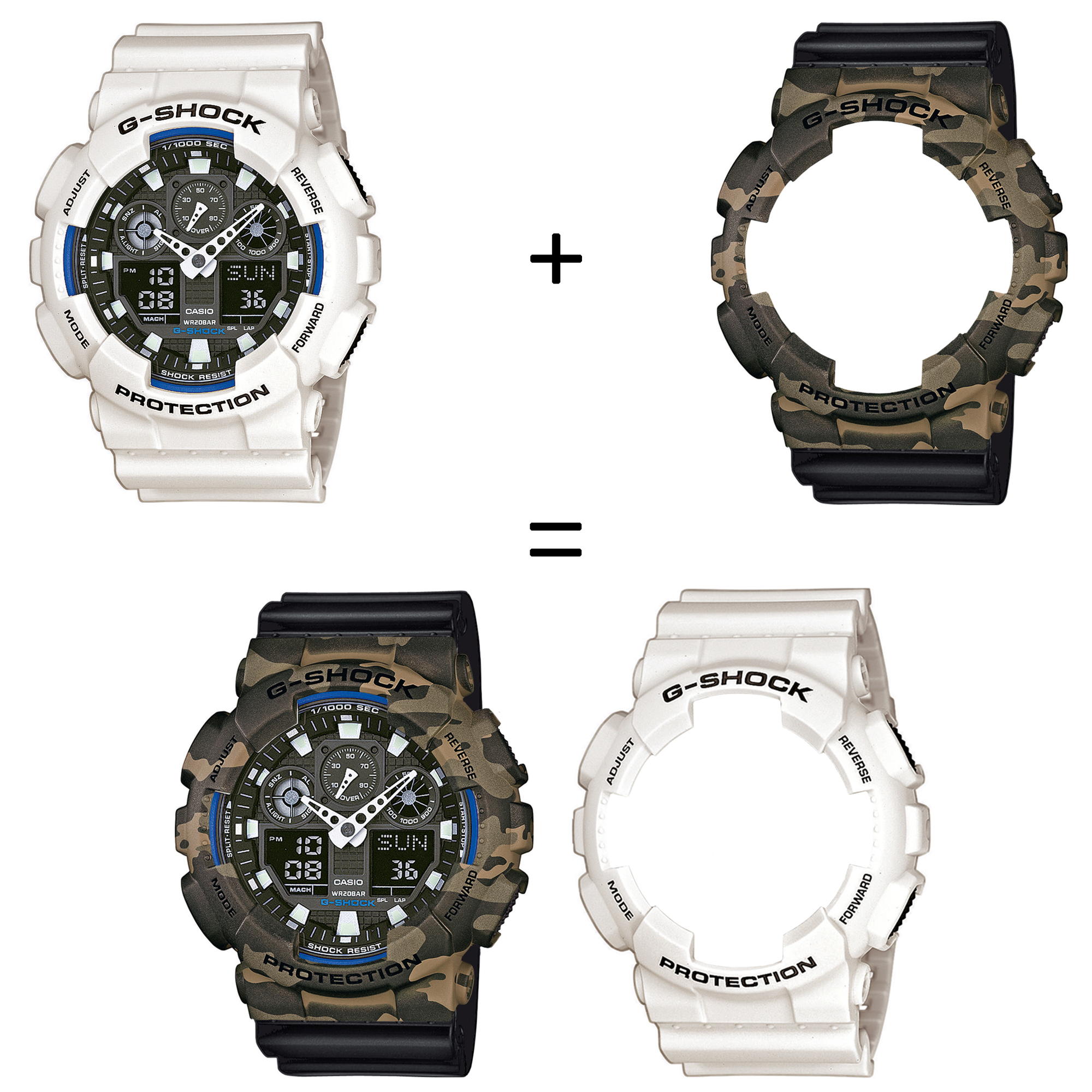 Casio SET GA-100B-7AER + BEZEL 10507070 + PASEK 10347688 zegarek