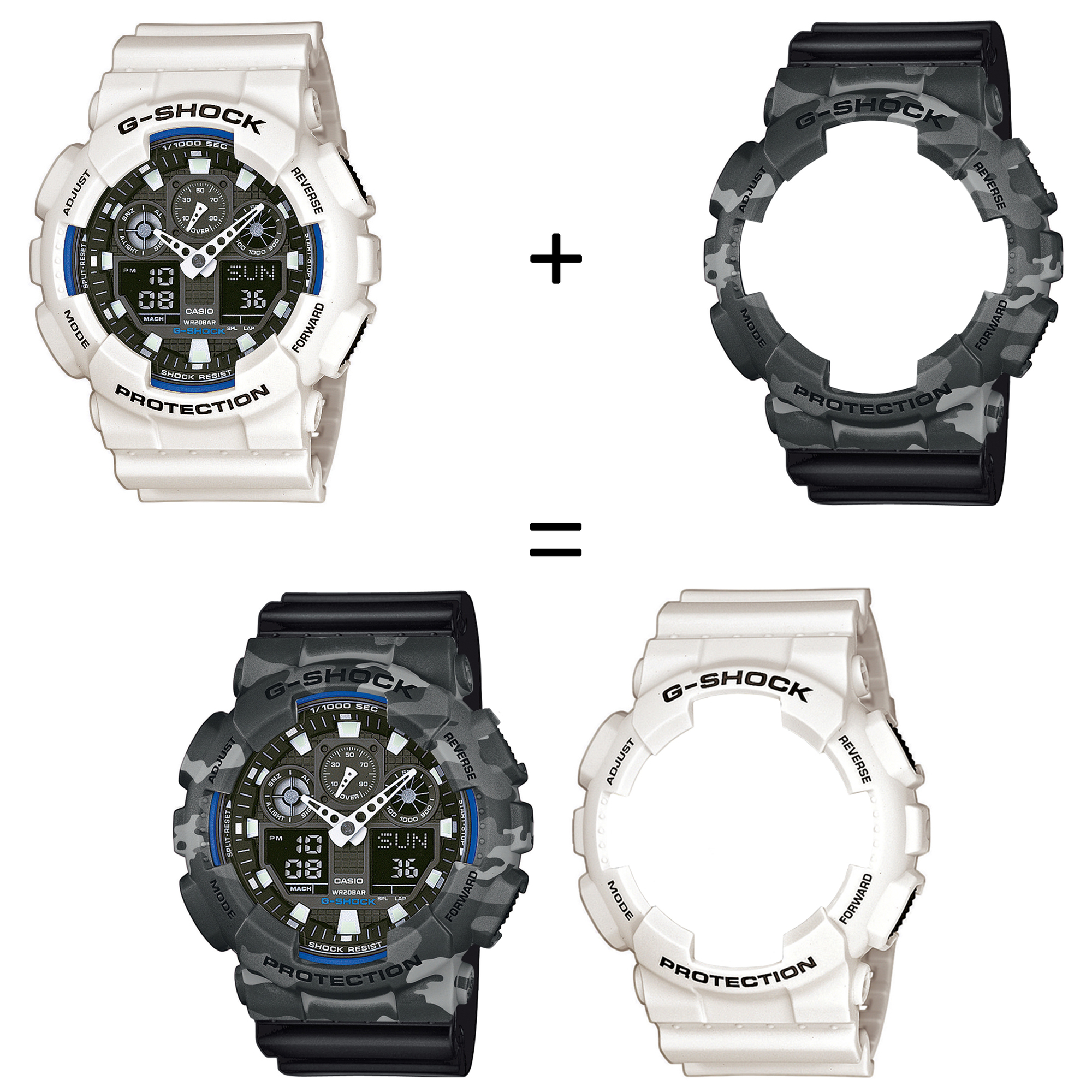 Casio SET GA-100B-7AER + BEZEL 10507071 + PASEK 10347688 zegarek