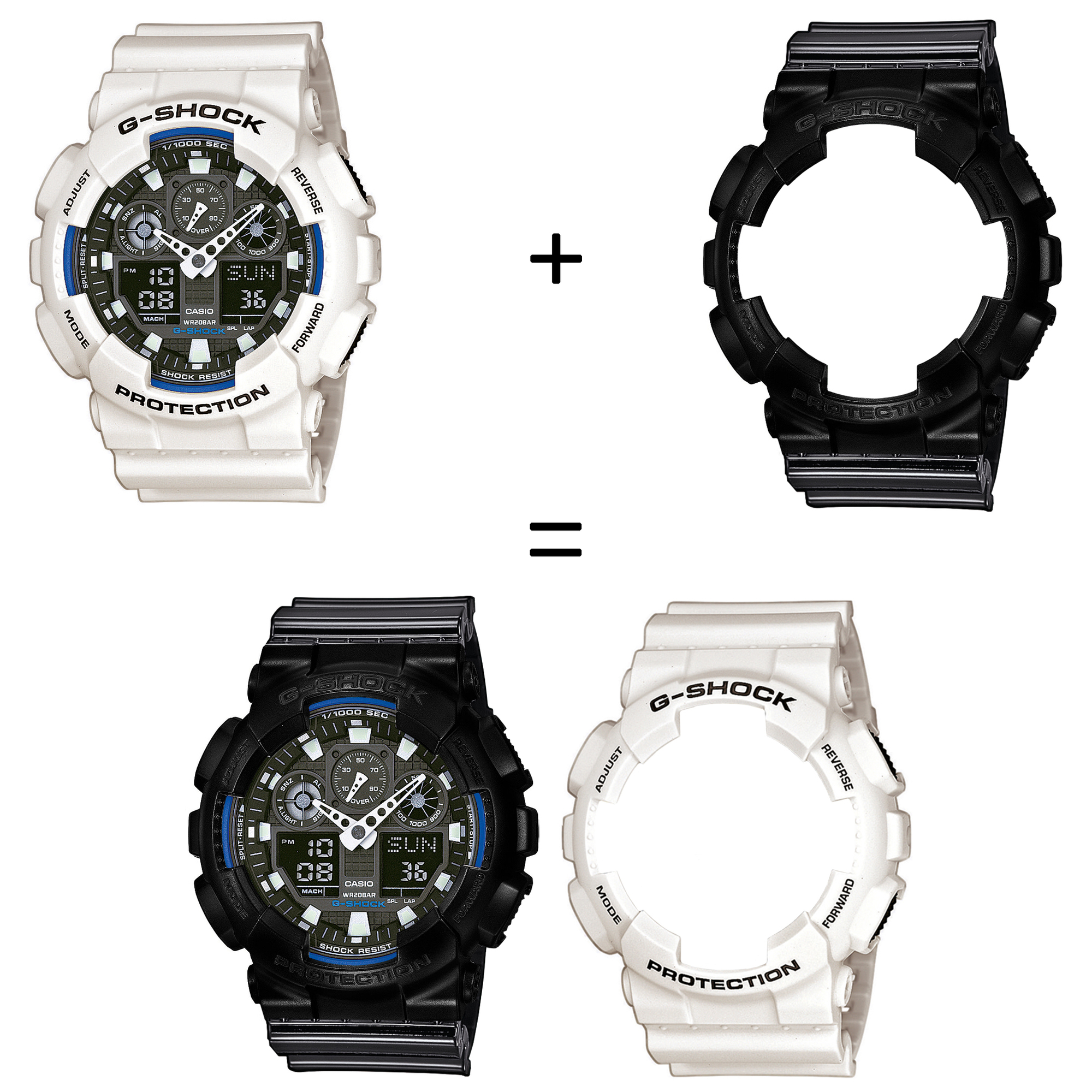 Casio SET GA-100B-7AER + BEZEL 10523429 + PASEK 10378391 zegarek